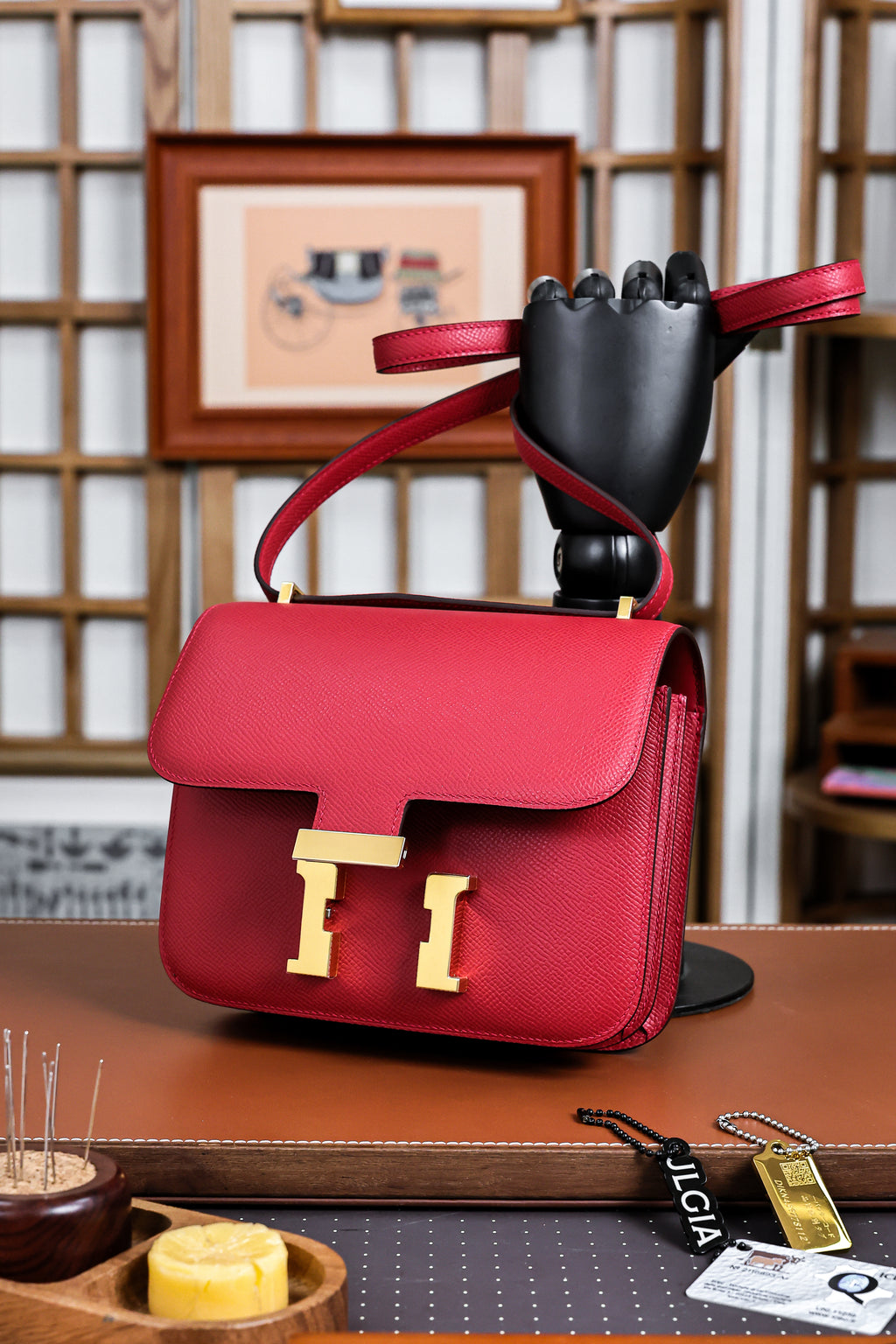 Constance- All Handmade Golden / Sliver Hardware  Rouge Casaque Ep eather