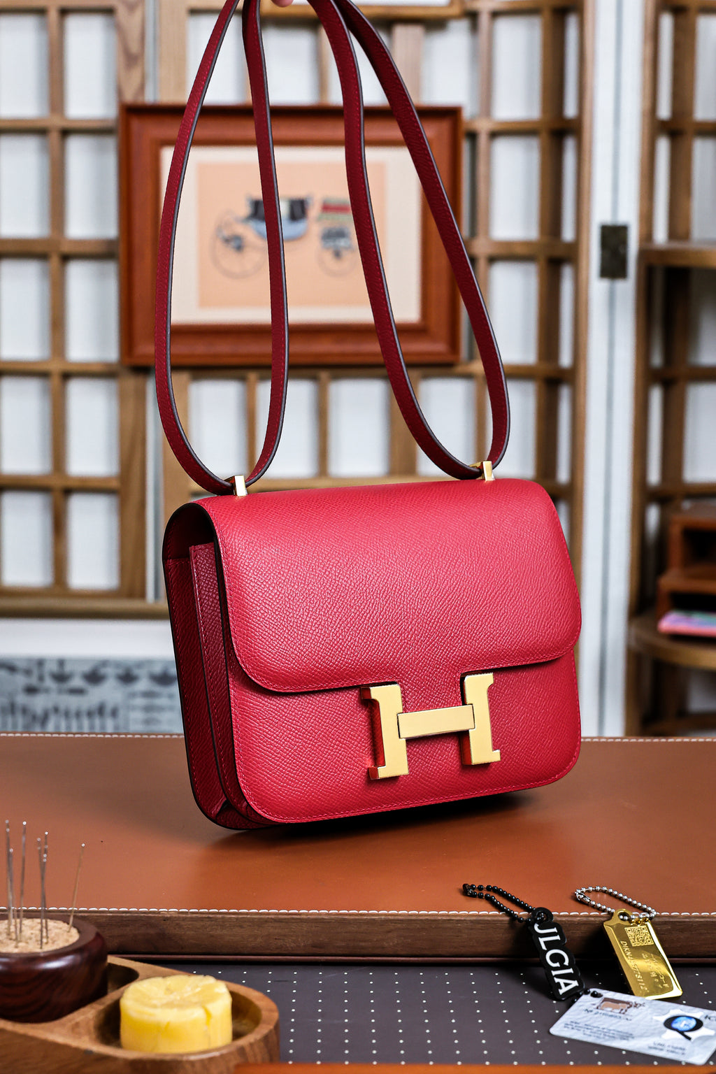 Constance- All Handmade Golden / Sliver Hardware  Rouge Casaque Ep eather