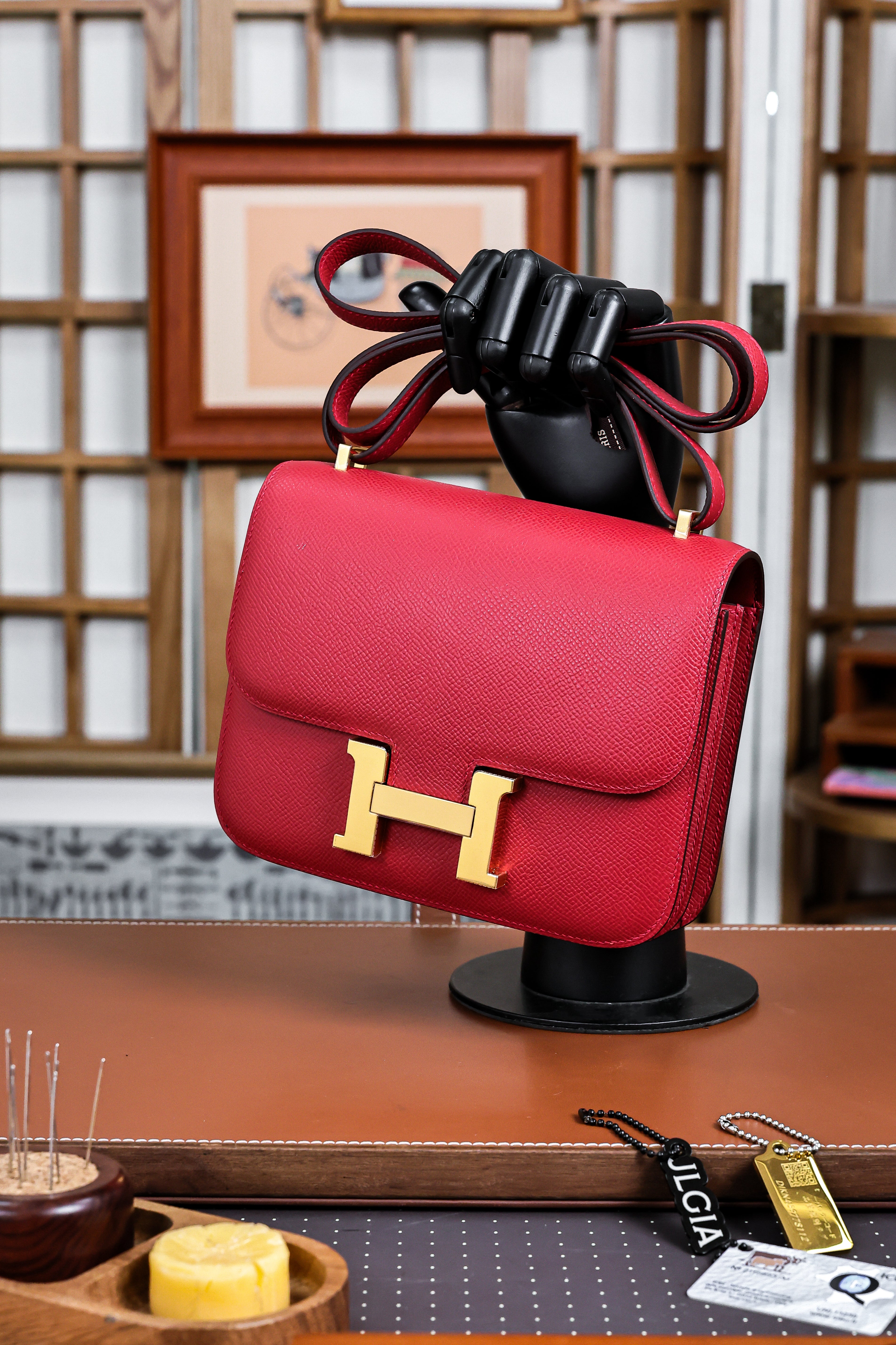 Constance- All Handmade Golden / Sliver Hardware  Rouge Casaque Ep eather