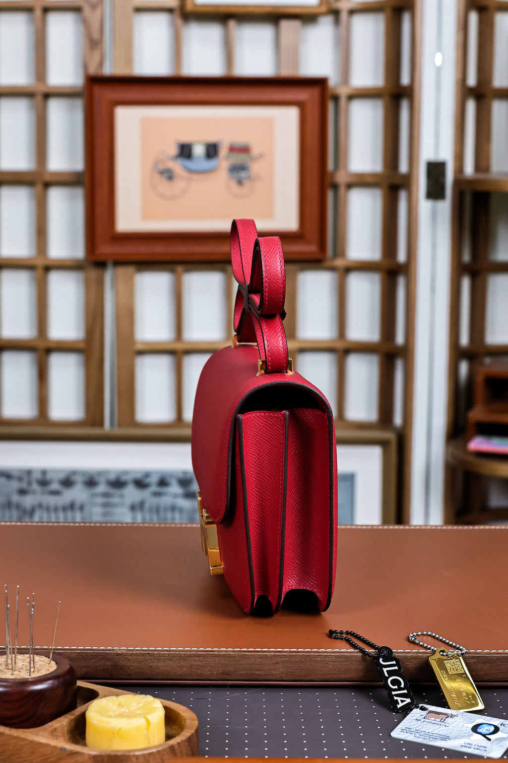 Constance- All Handmade Golden / Sliver Hardware  Rouge Casaque Ep eather