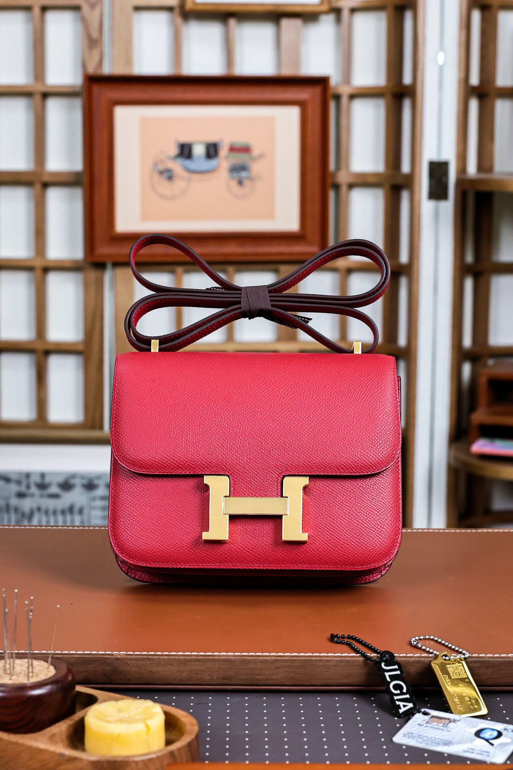 Constance- All Handmade Golden / Sliver Hardware  Rouge Casaque Ep eather