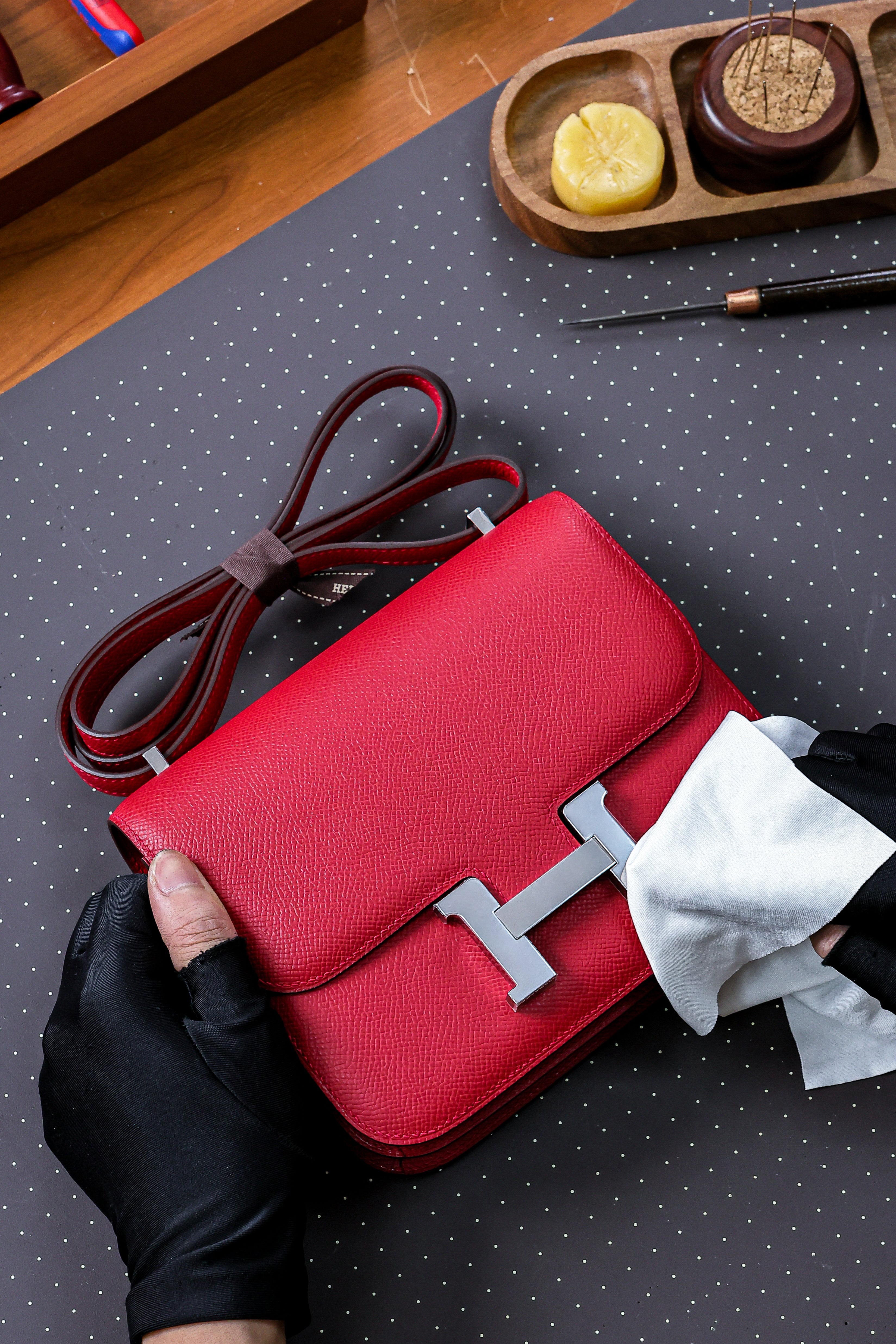 Constance- All Handmade Golden / Sliver Hardware  Rouge Casaque Ep eather