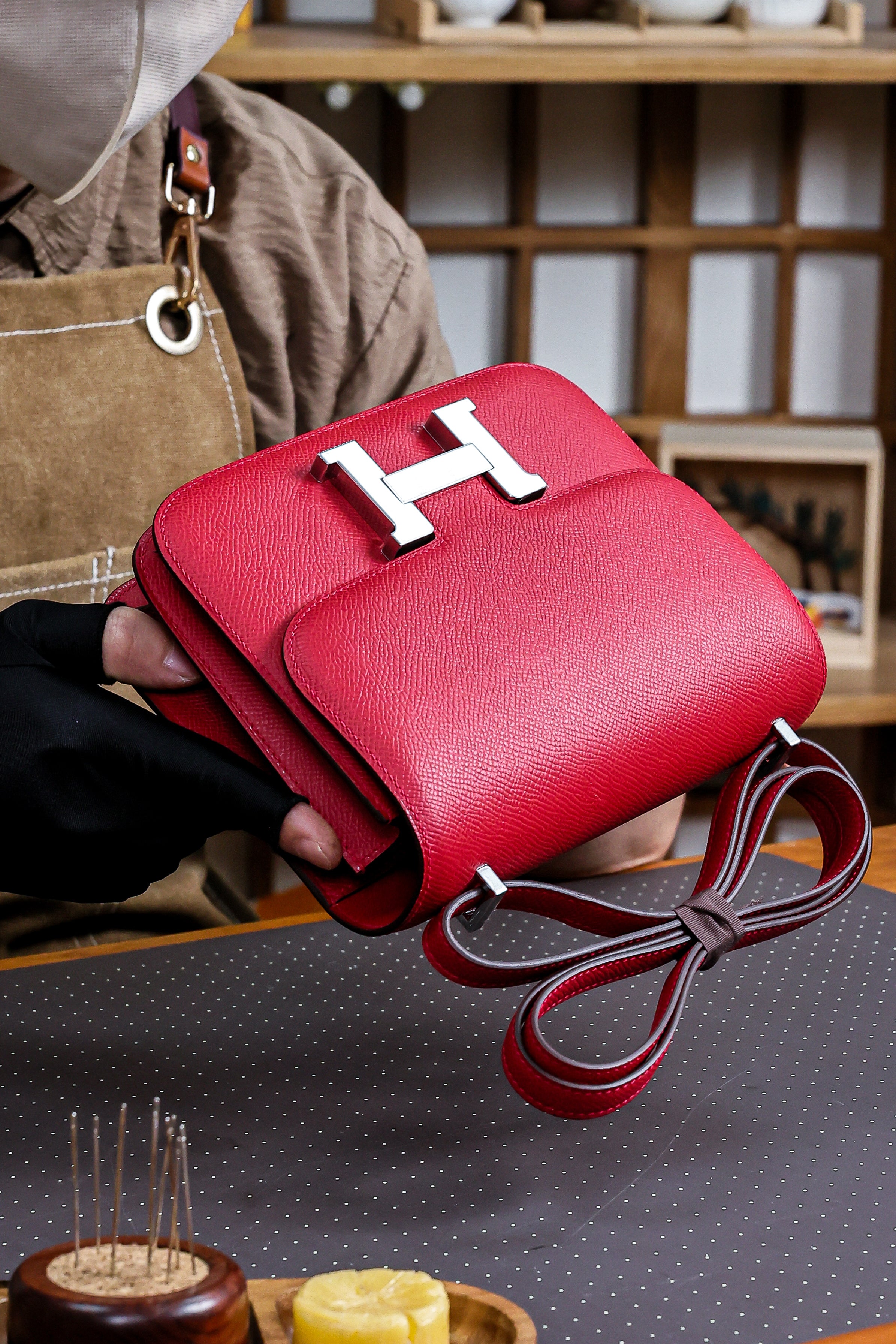 Constance- All Handmade Golden / Sliver Hardware  Rouge Casaque Ep eather