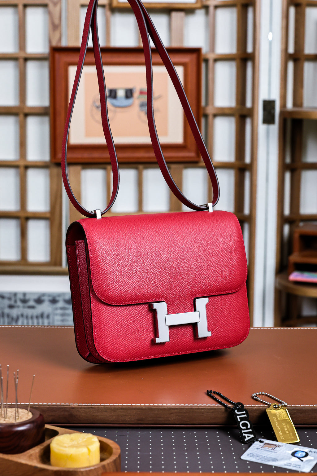 Constance- All Handmade Golden / Sliver Hardware  Rouge Casaque Ep eather