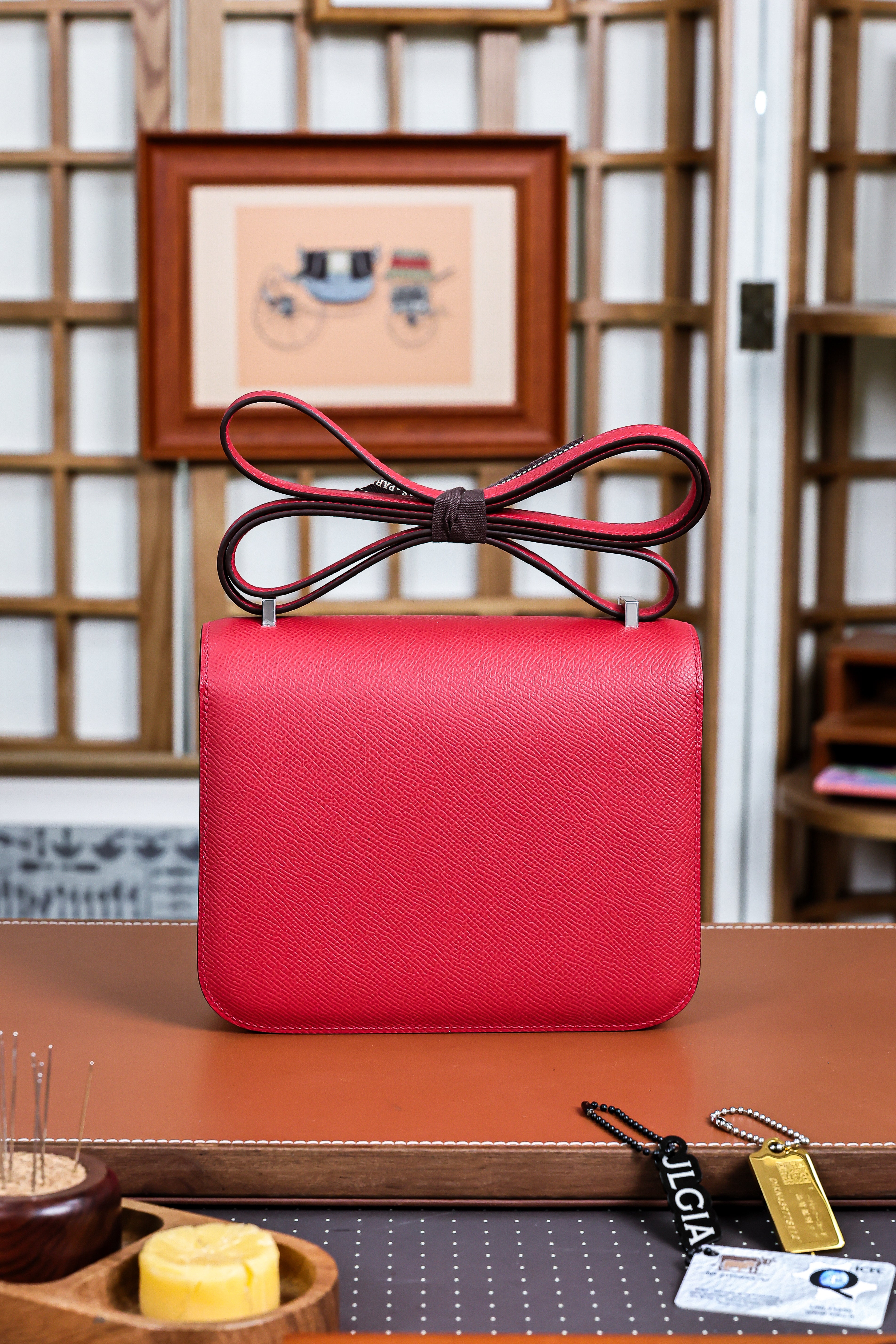 Constance- All Handmade Golden / Sliver Hardware  Rouge Casaque Ep eather