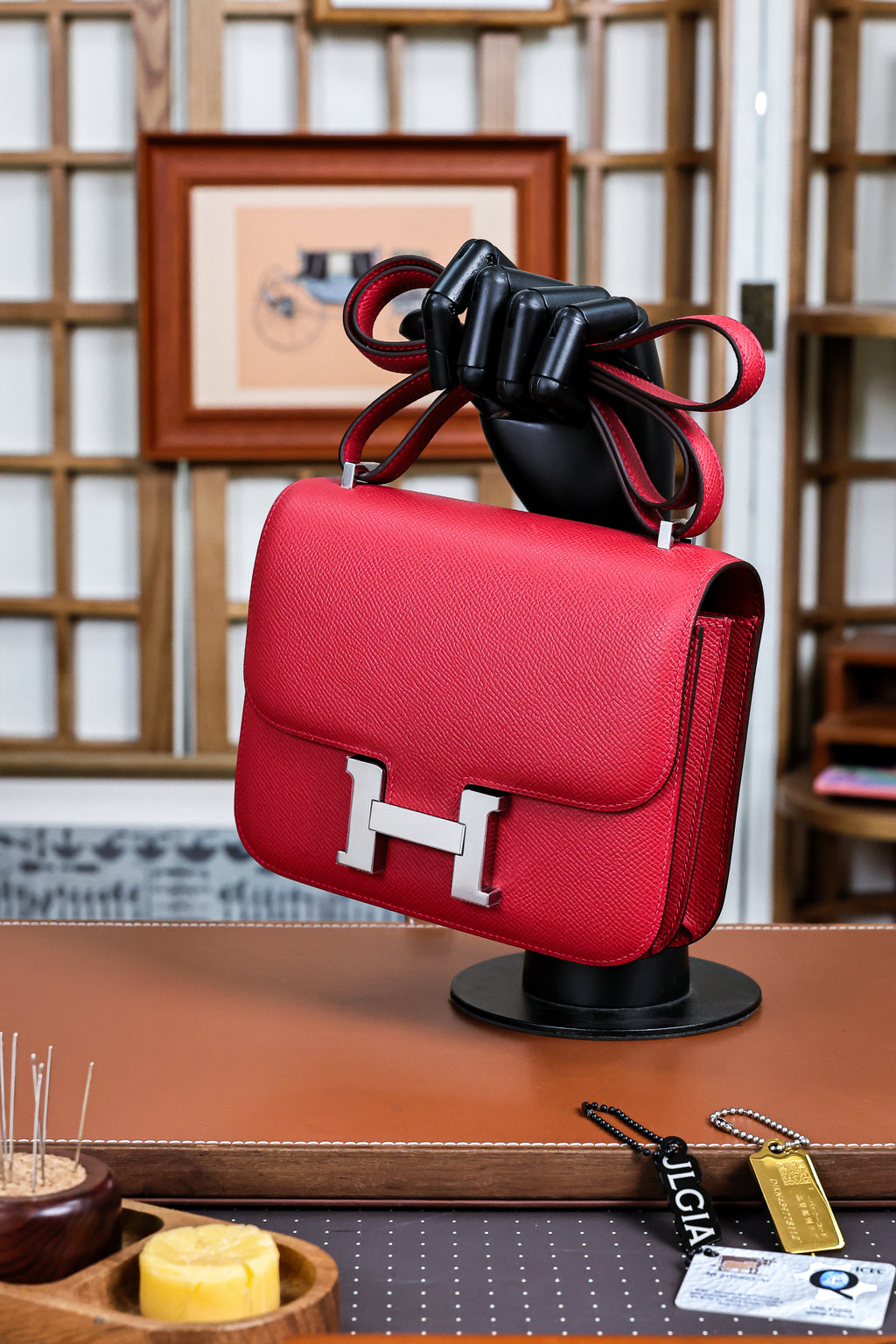 Constance- All Handmade Golden / Sliver Hardware  Rouge Casaque Ep eather