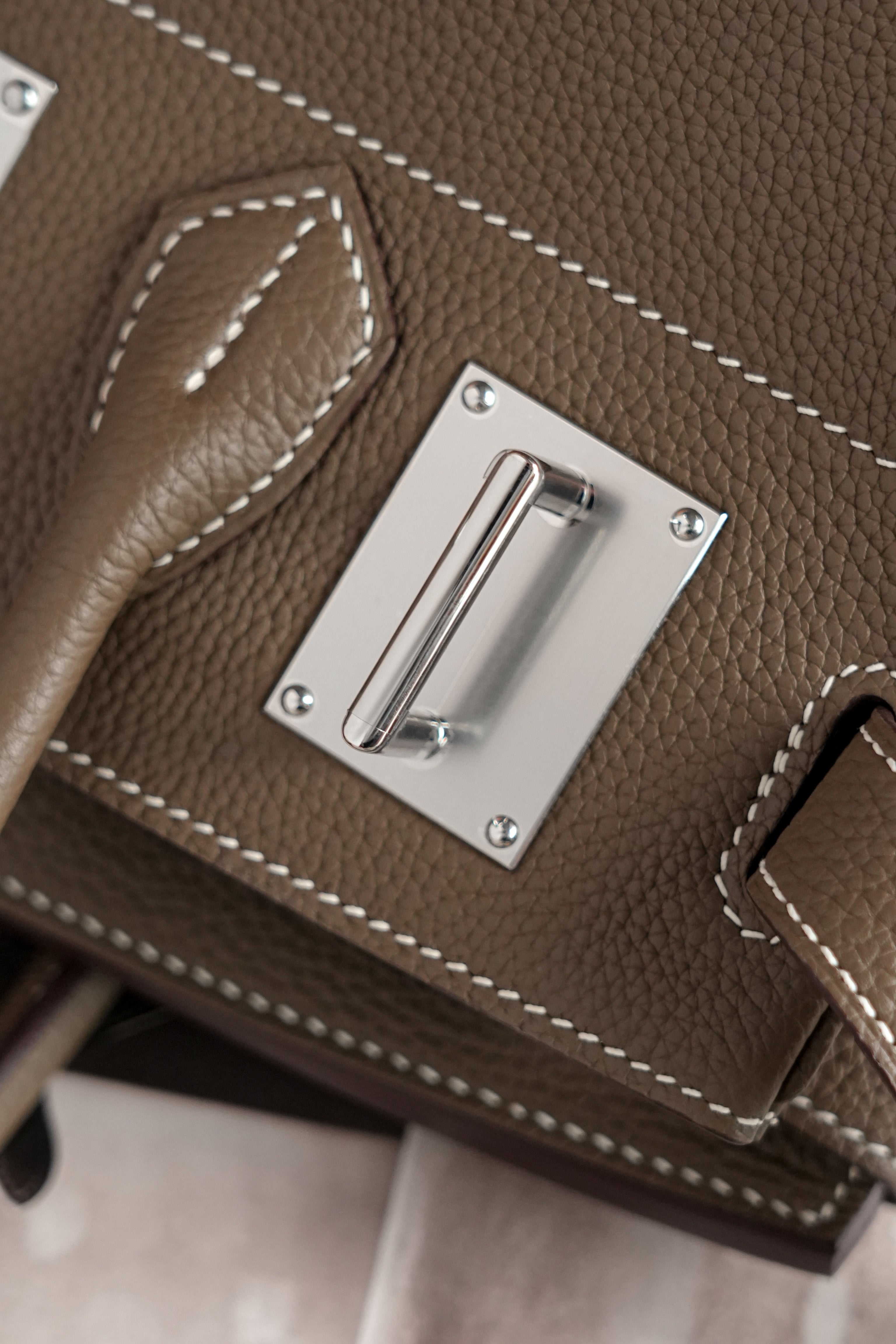 Birkin Shoulder- All Handmade Golden / Sliver Etoupe togo leather