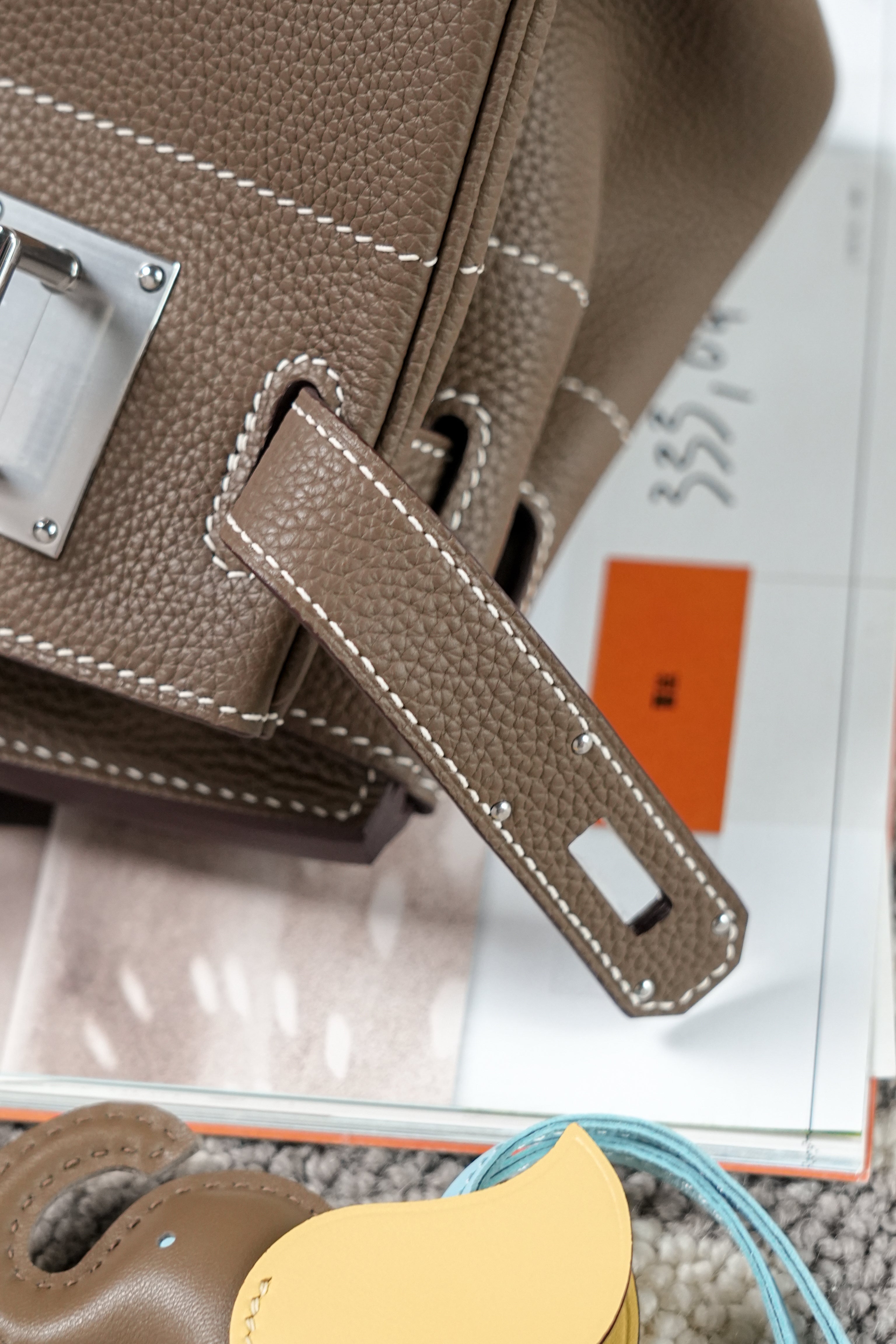 Birkin Shoulder- All Handmade Golden / Sliver Etoupe togo leather