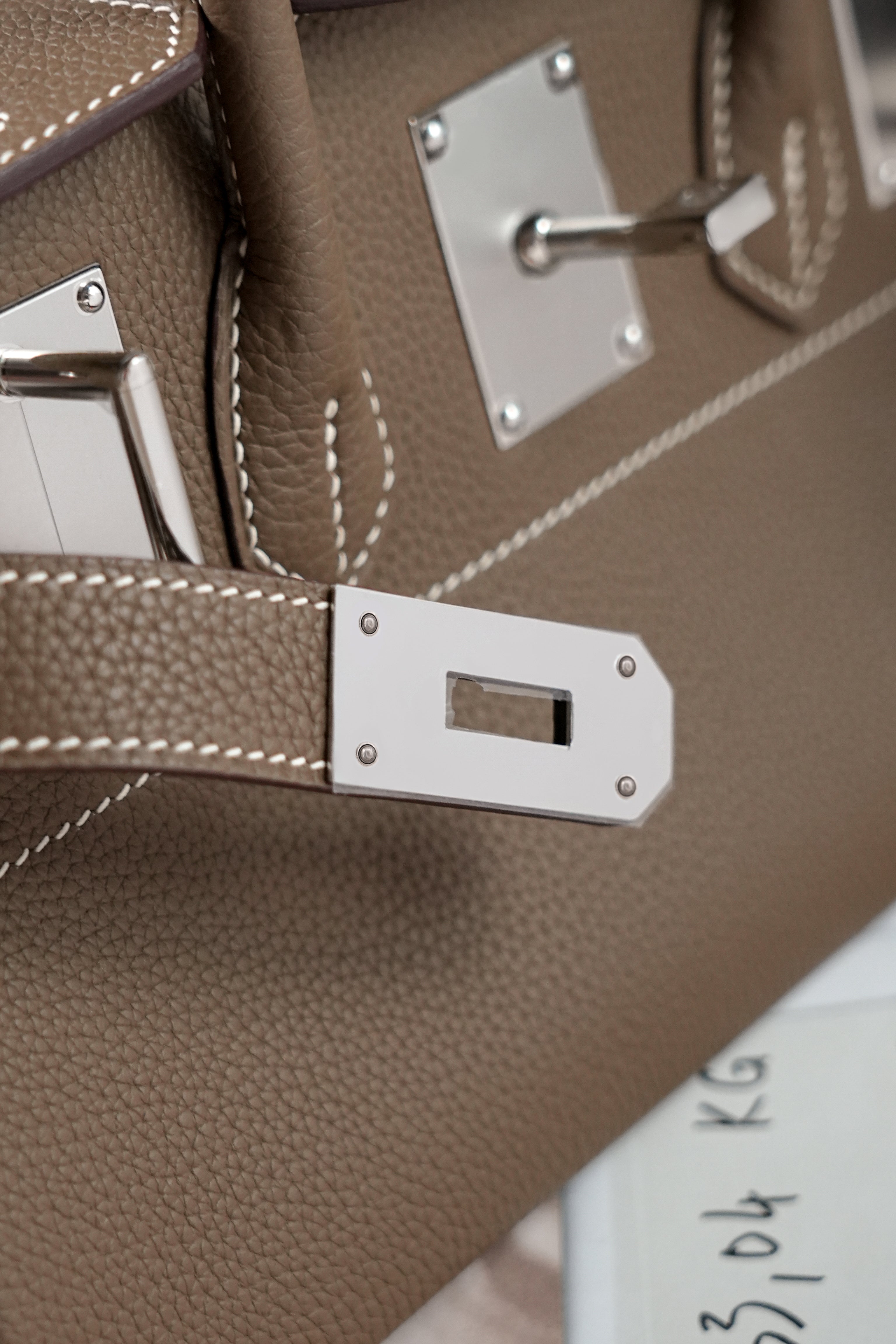 Birkin Shoulder- All Handmade Golden / Sliver Etoupe togo leather