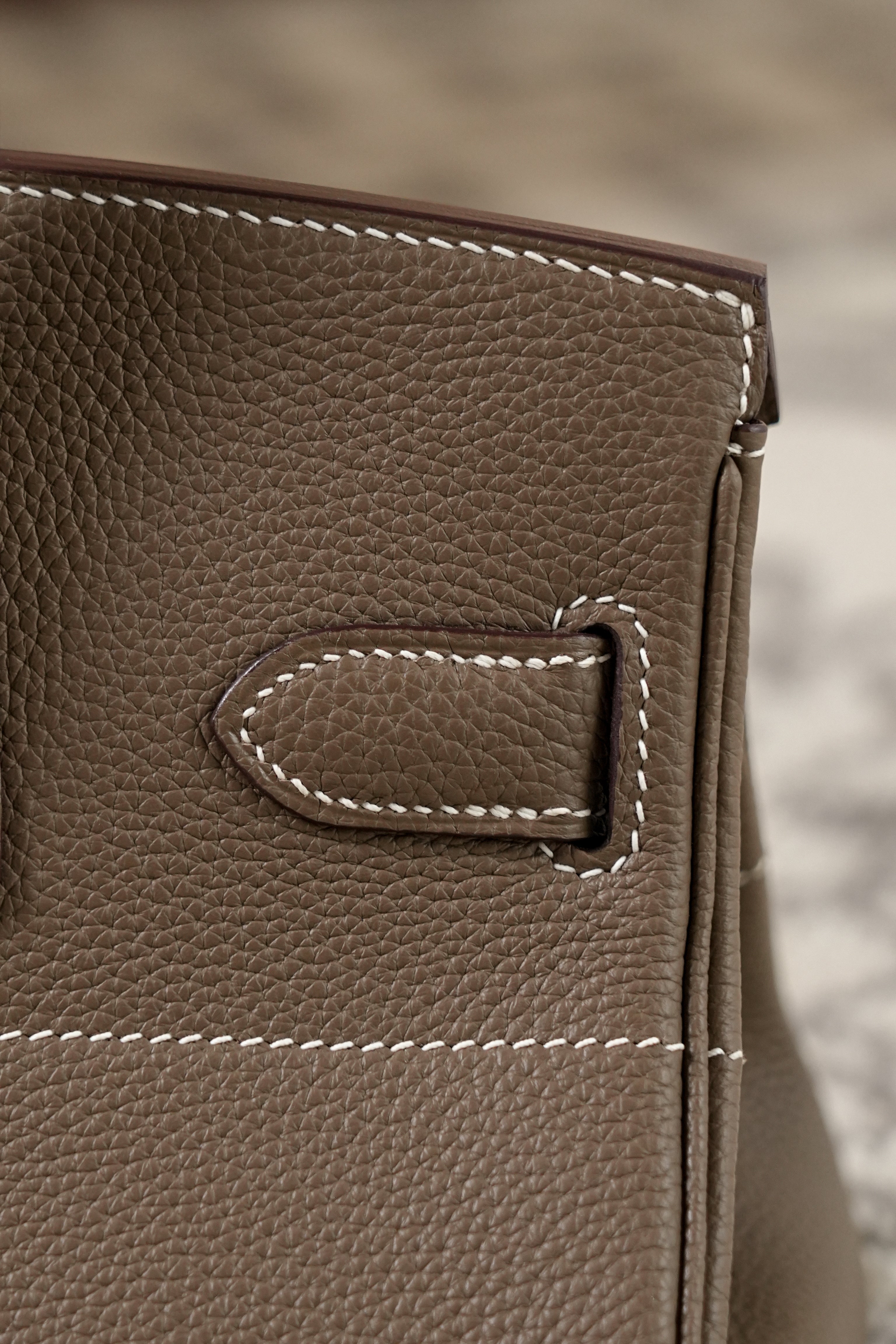 Birkin Shoulder- All Handmade Golden / Sliver Etoupe togo leather