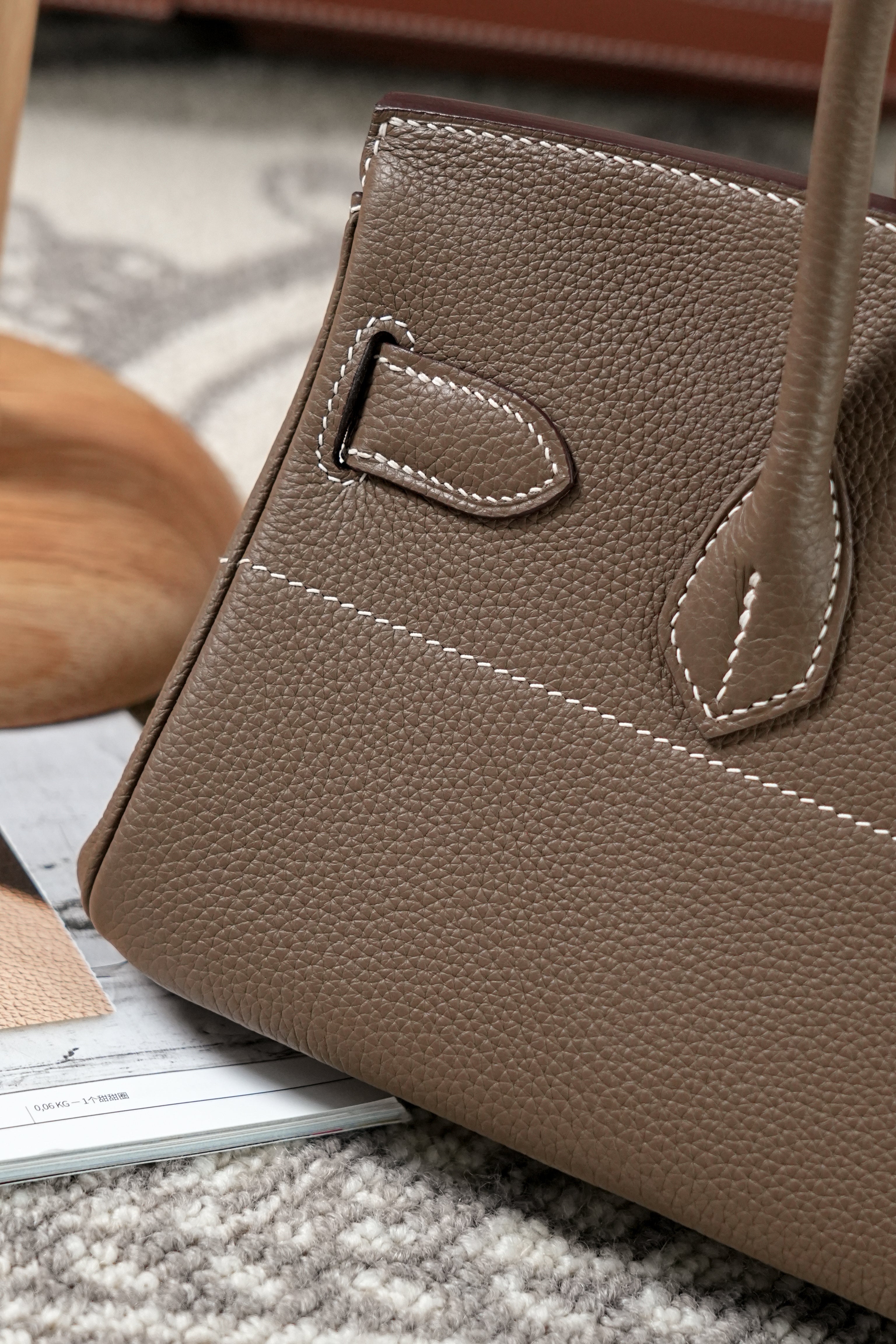 Birkin Shoulder- All Handmade Golden / Sliver Etoupe togo leather