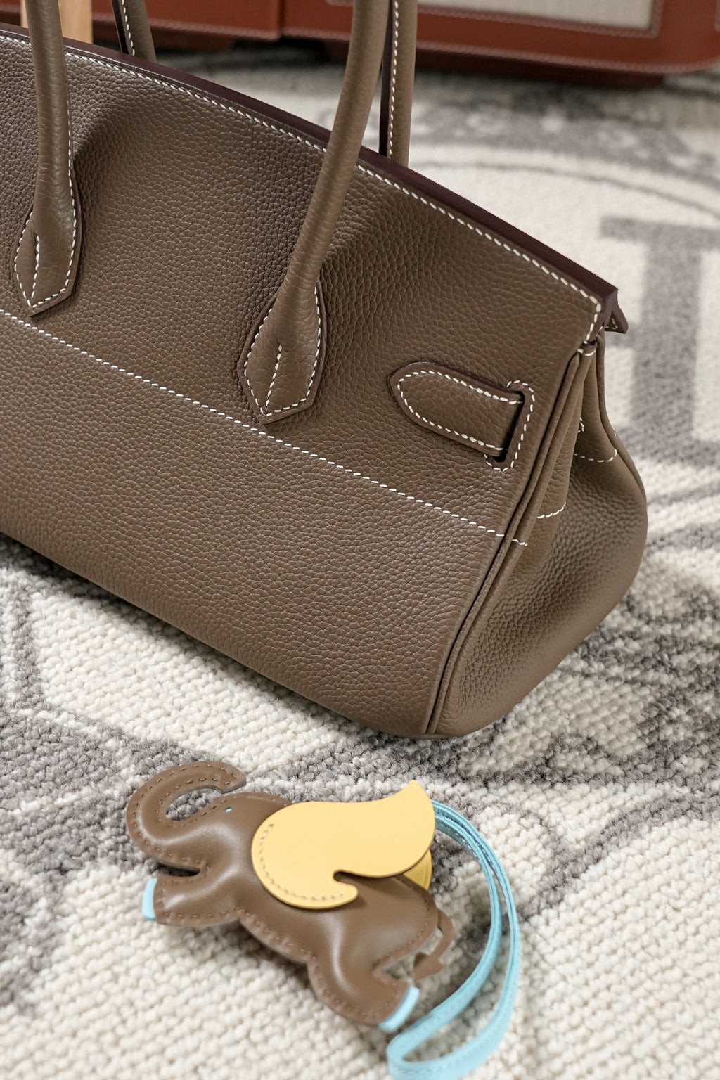 Birkin Shoulder- All Handmade Golden / Sliver Etoupe togo leather