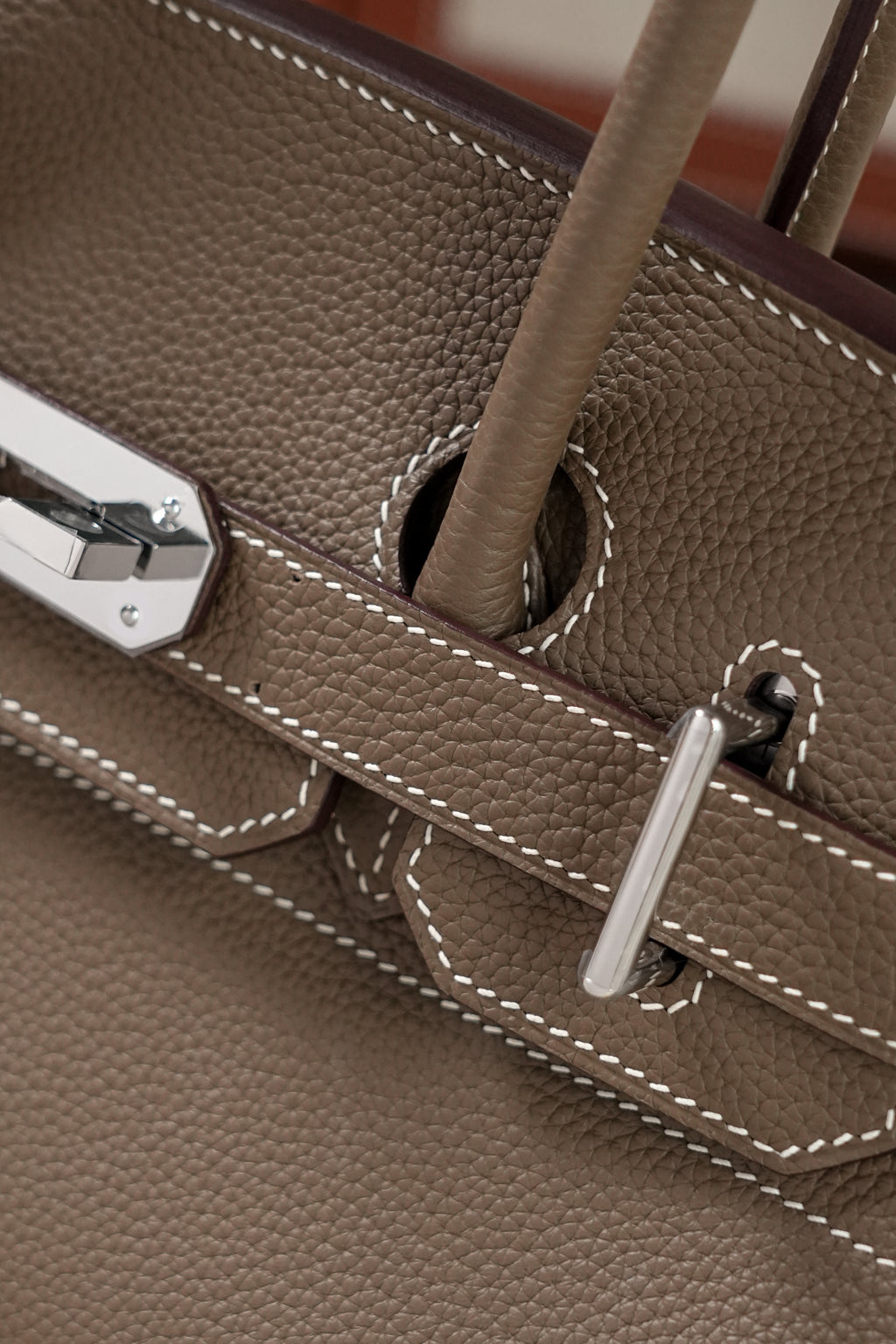 Birkin Shoulder- All Handmade Golden / Sliver Etoupe togo leather