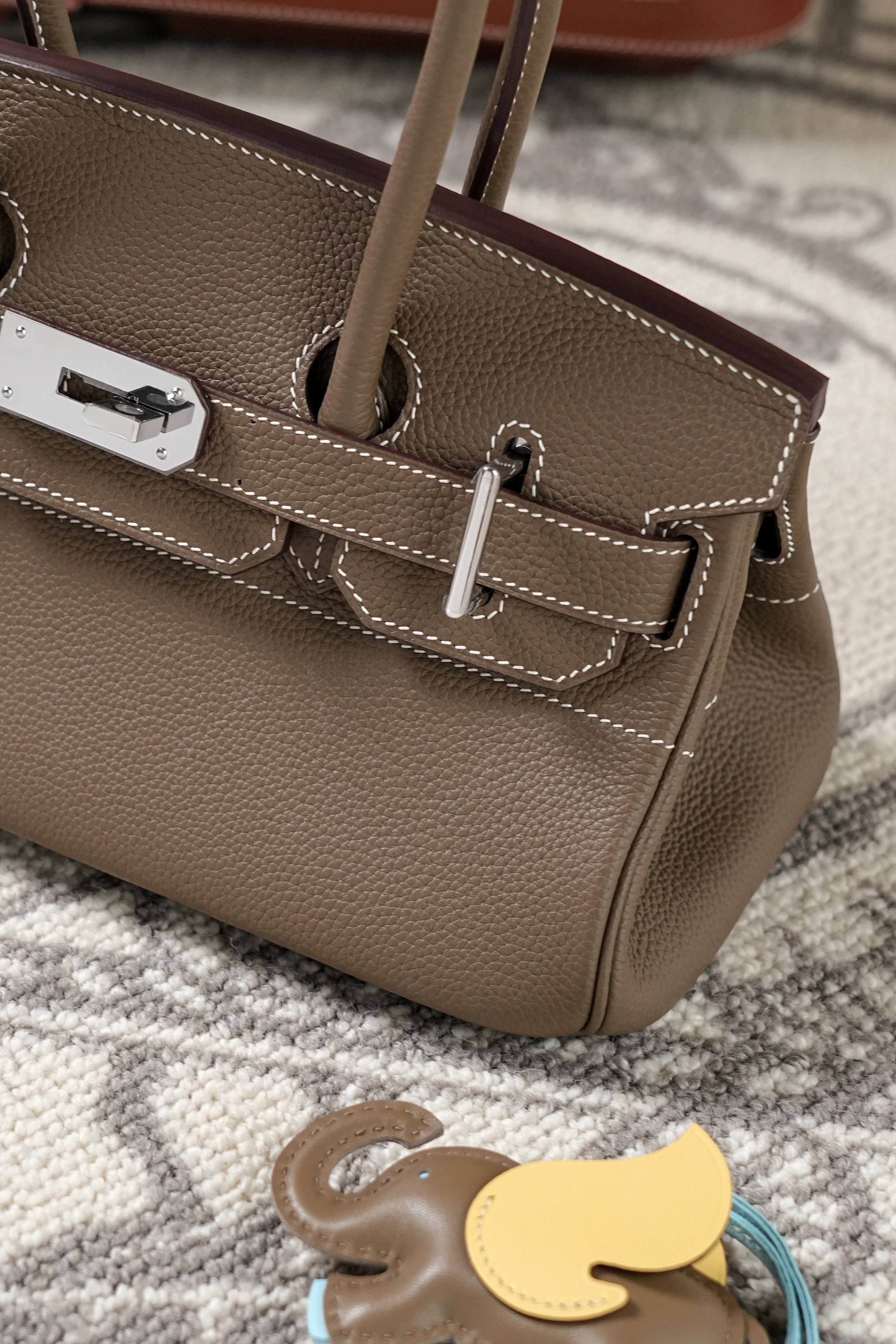 Birkin Shoulder- All Handmade Golden / Sliver Etoupe togo leather