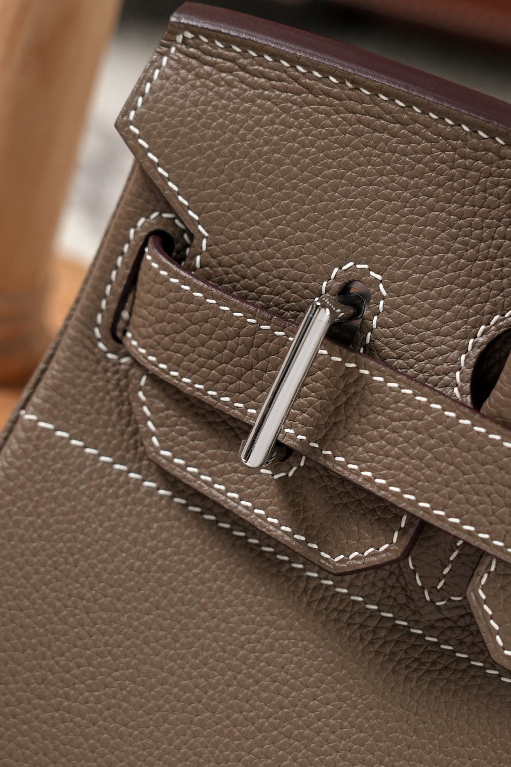 Birkin Shoulder- All Handmade Golden / Sliver Etoupe togo leather