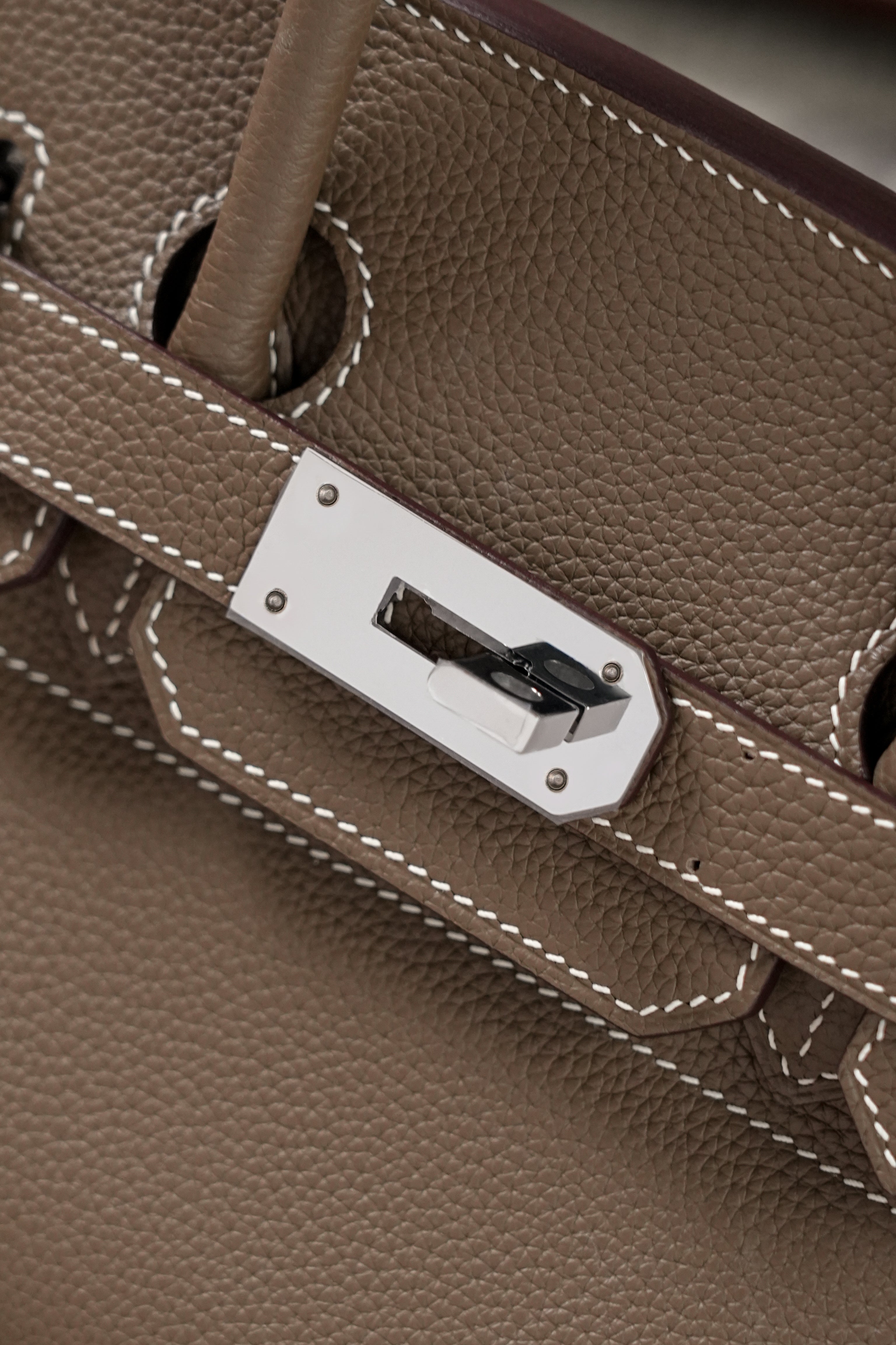 Birkin Shoulder- All Handmade Golden / Sliver Etoupe togo leather