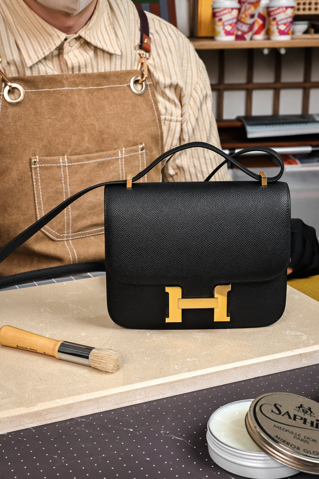 Constance- All Handmade Golden / Sliver Hardware  Noir Ep eather