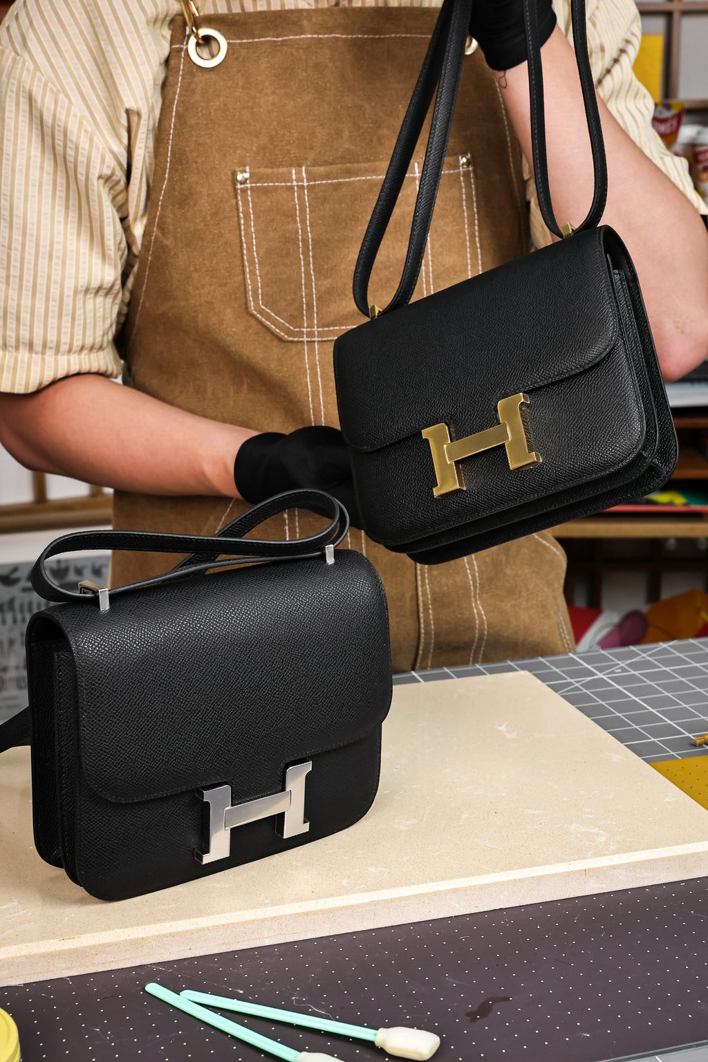 Constance- All Handmade Golden / Sliver Hardware  Noir Ep eather