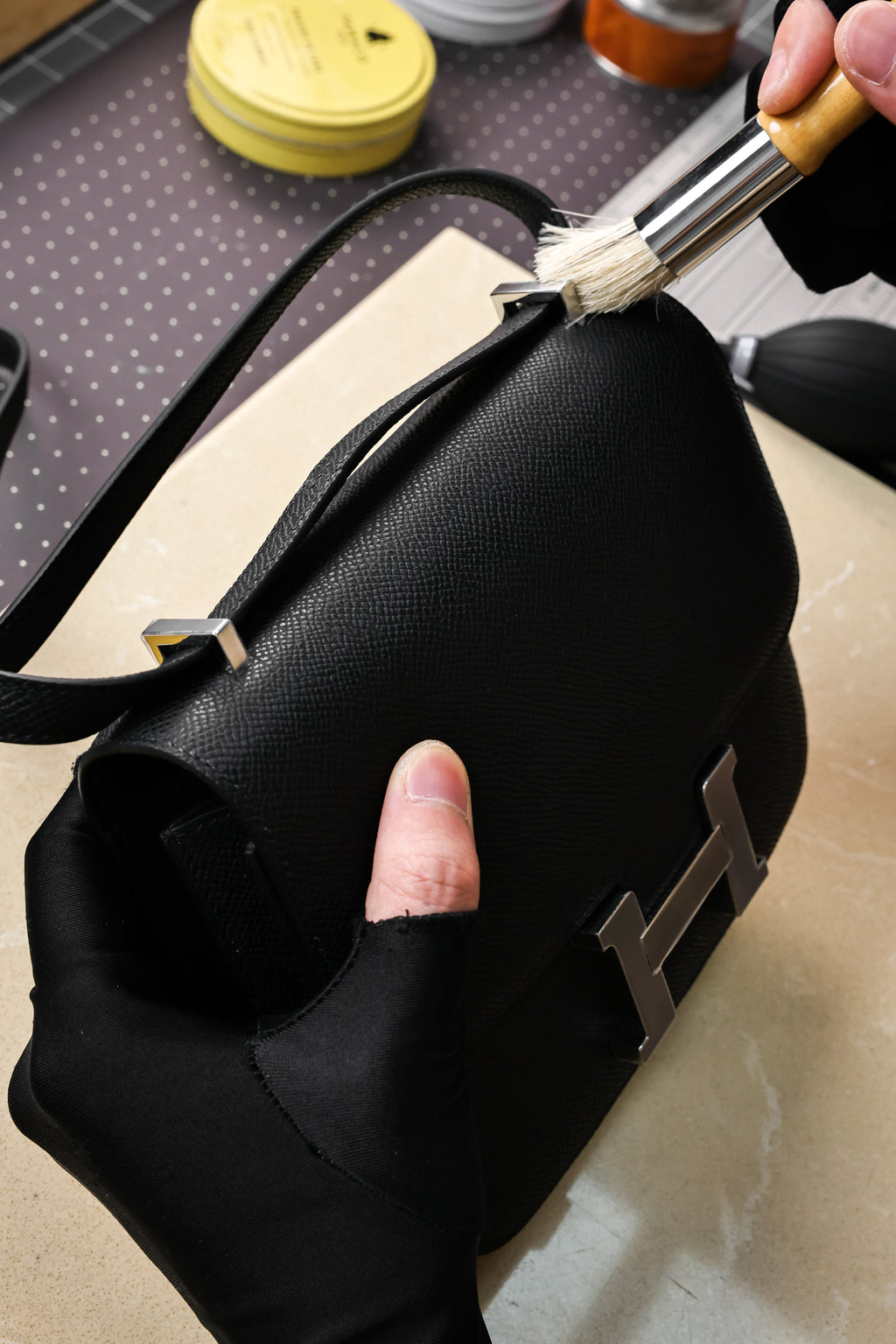 Constance- All Handmade Golden / Sliver Hardware  Noir Ep eather