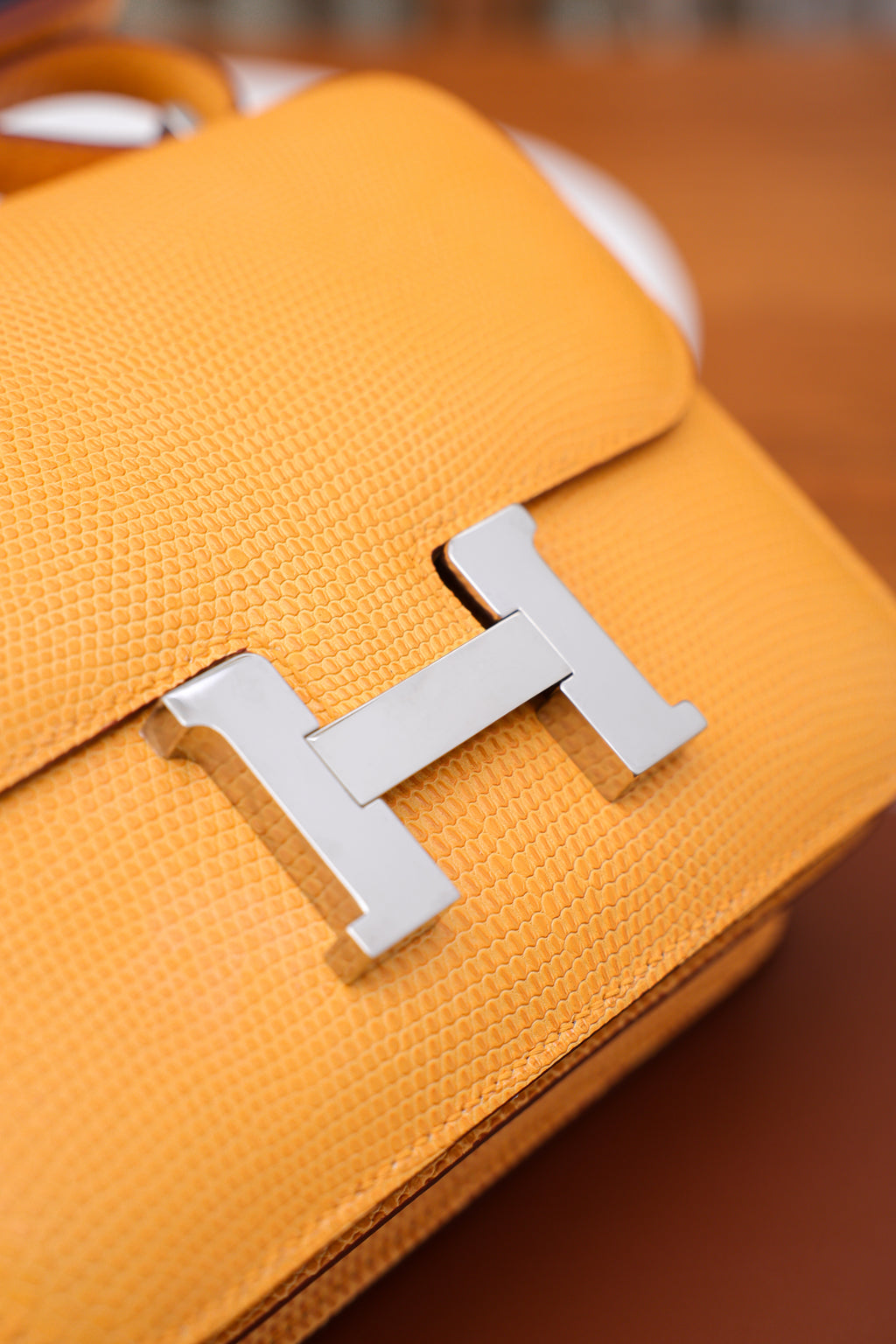 Constance- All Handmade Golden / Sliver Jaune d‘or lizard leather