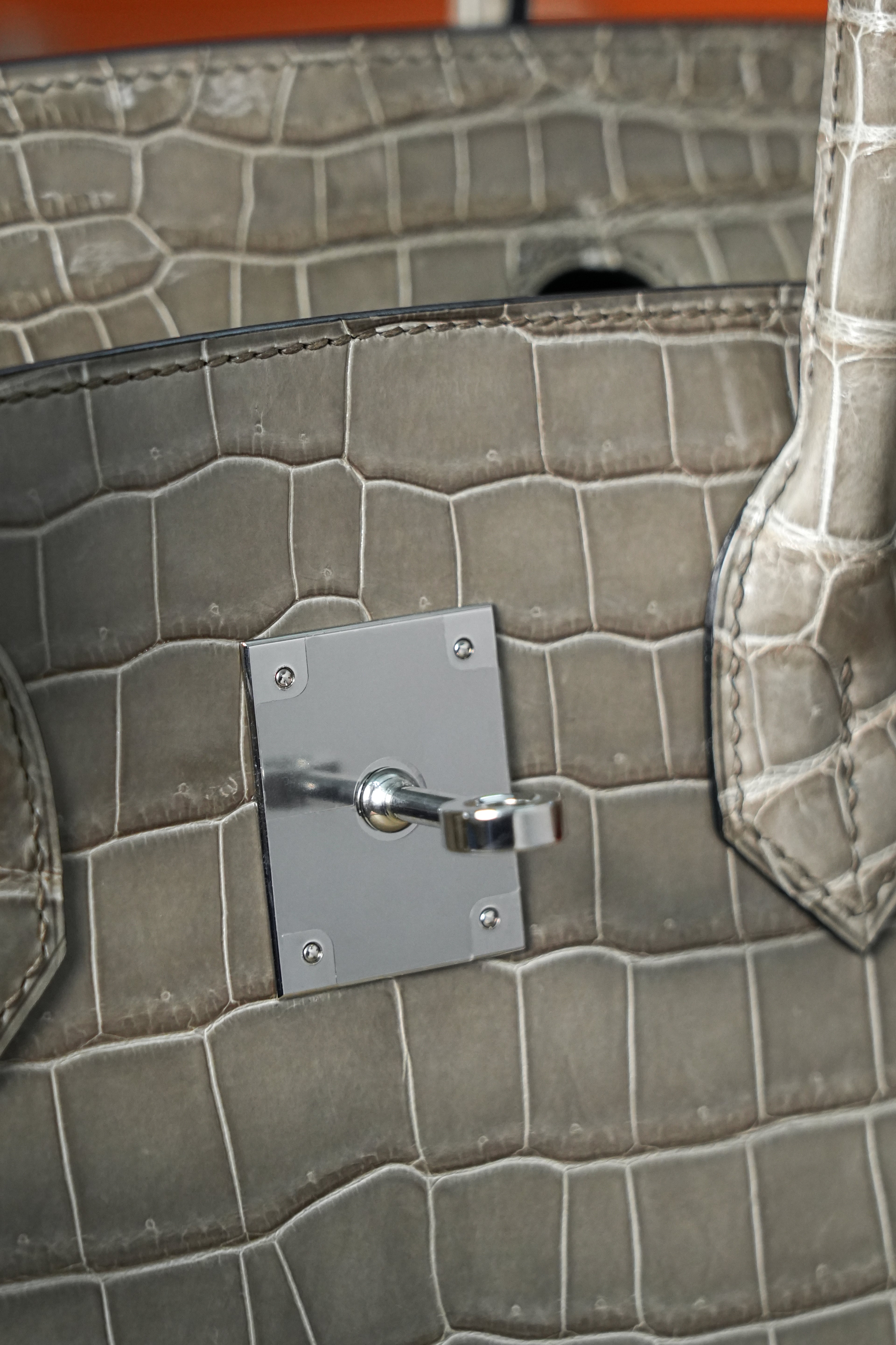 BK-2024 All Handmade Golden / Sliver  Hardware Gris Tourterelle  Porosus Crocodile leather