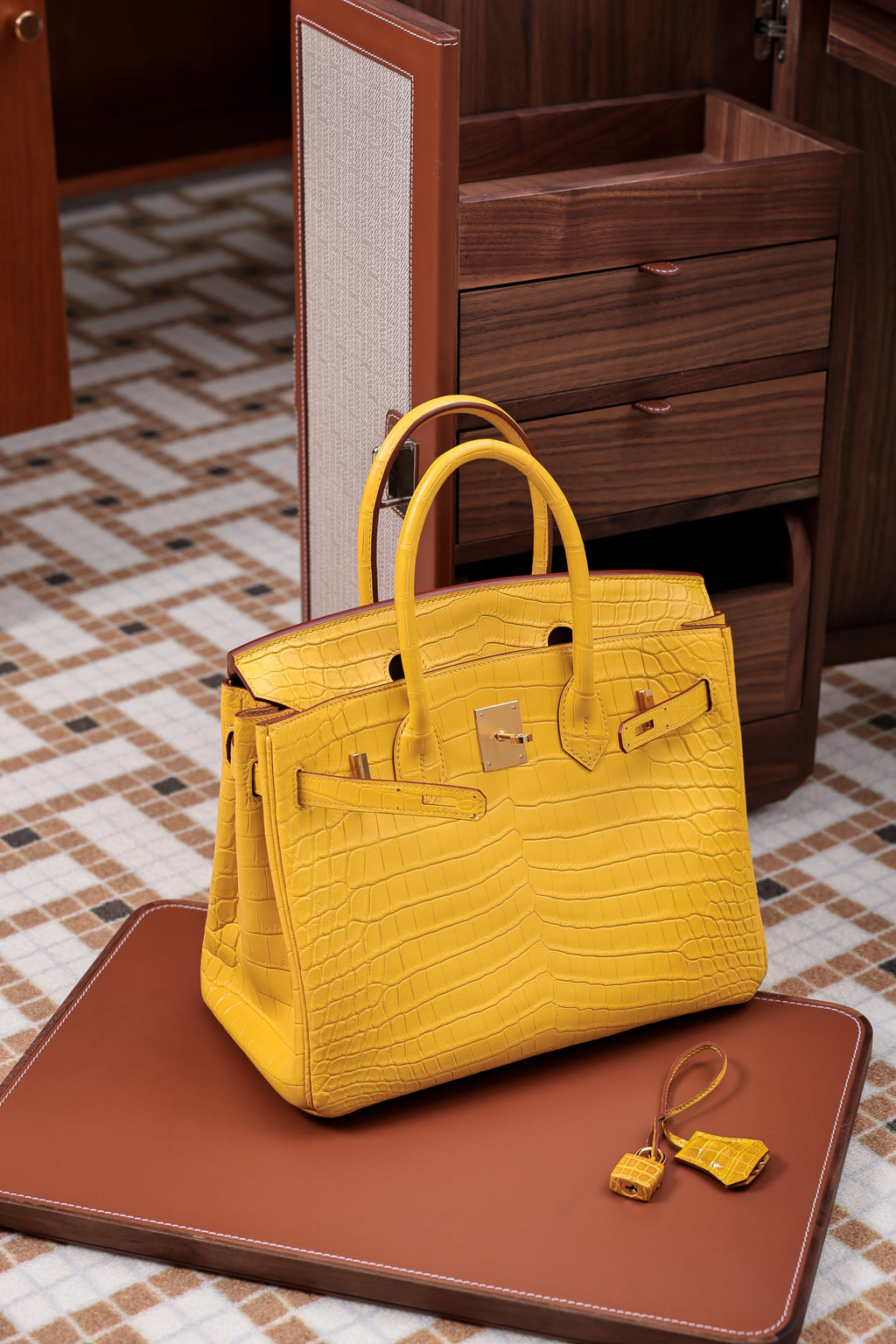BK-2024 All Handmade Golden / Sliver Hardware Miel Matte Nile crocodile leather