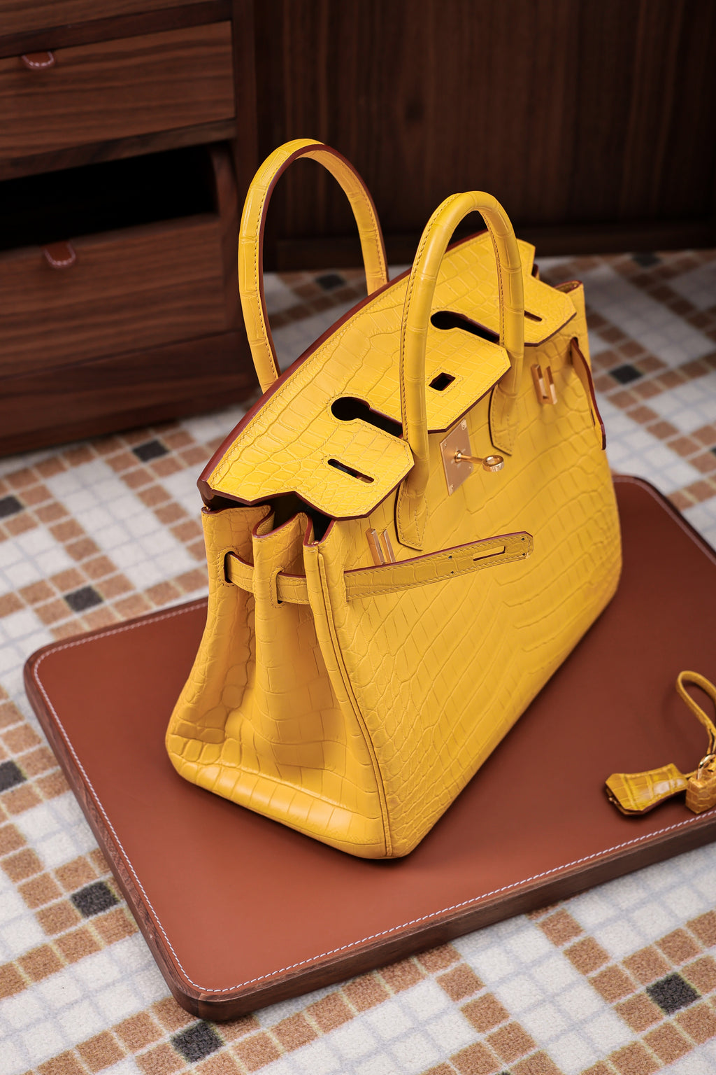 BK-2024 All Handmade Golden / Sliver Hardware Miel Matte Nile crocodile leather