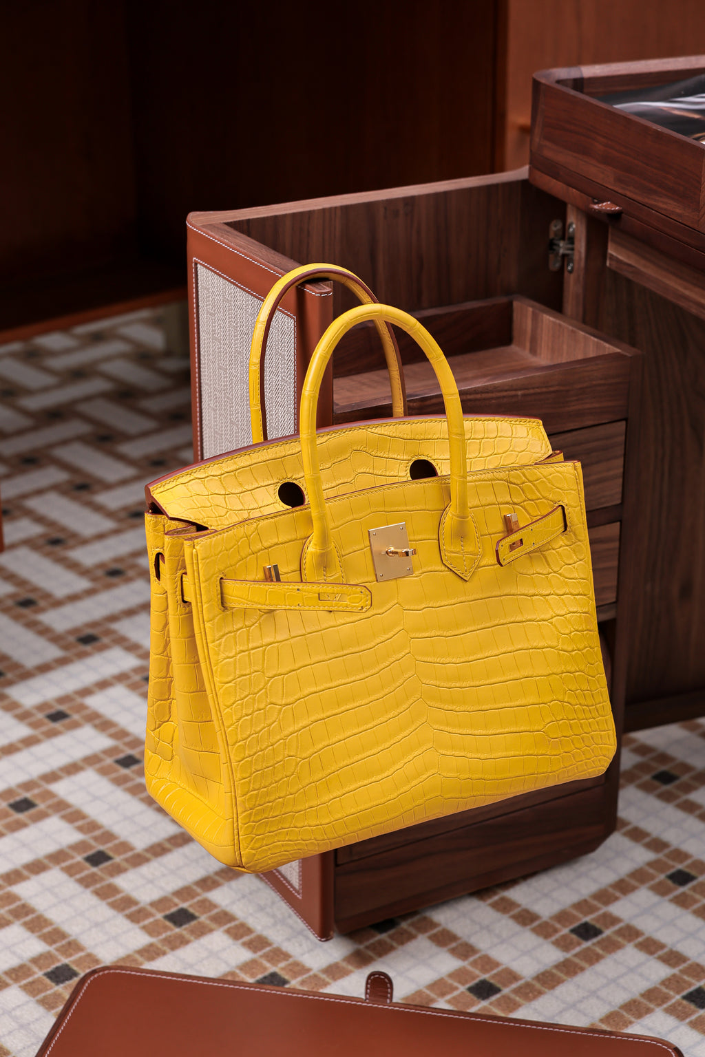 BK-2024 All Handmade Golden / Sliver Hardware Miel Matte Nile crocodile leather