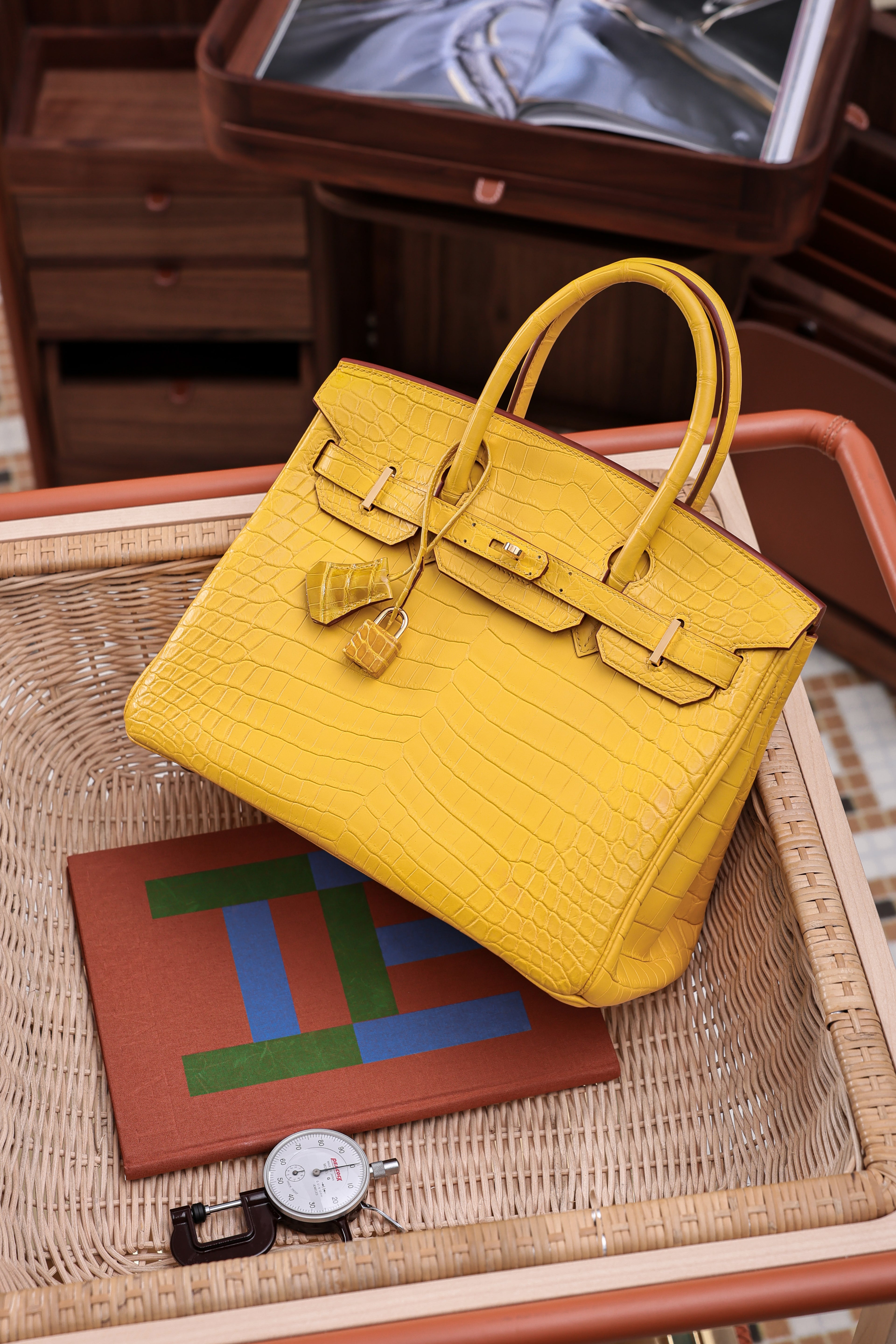 BK-2024 All Handmade Golden / Sliver Hardware Miel Matte Nile crocodile leather