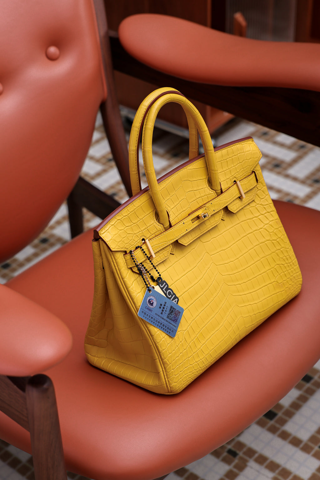 BK-2024 All Handmade Golden / Sliver Hardware Miel Matte Nile crocodile leather