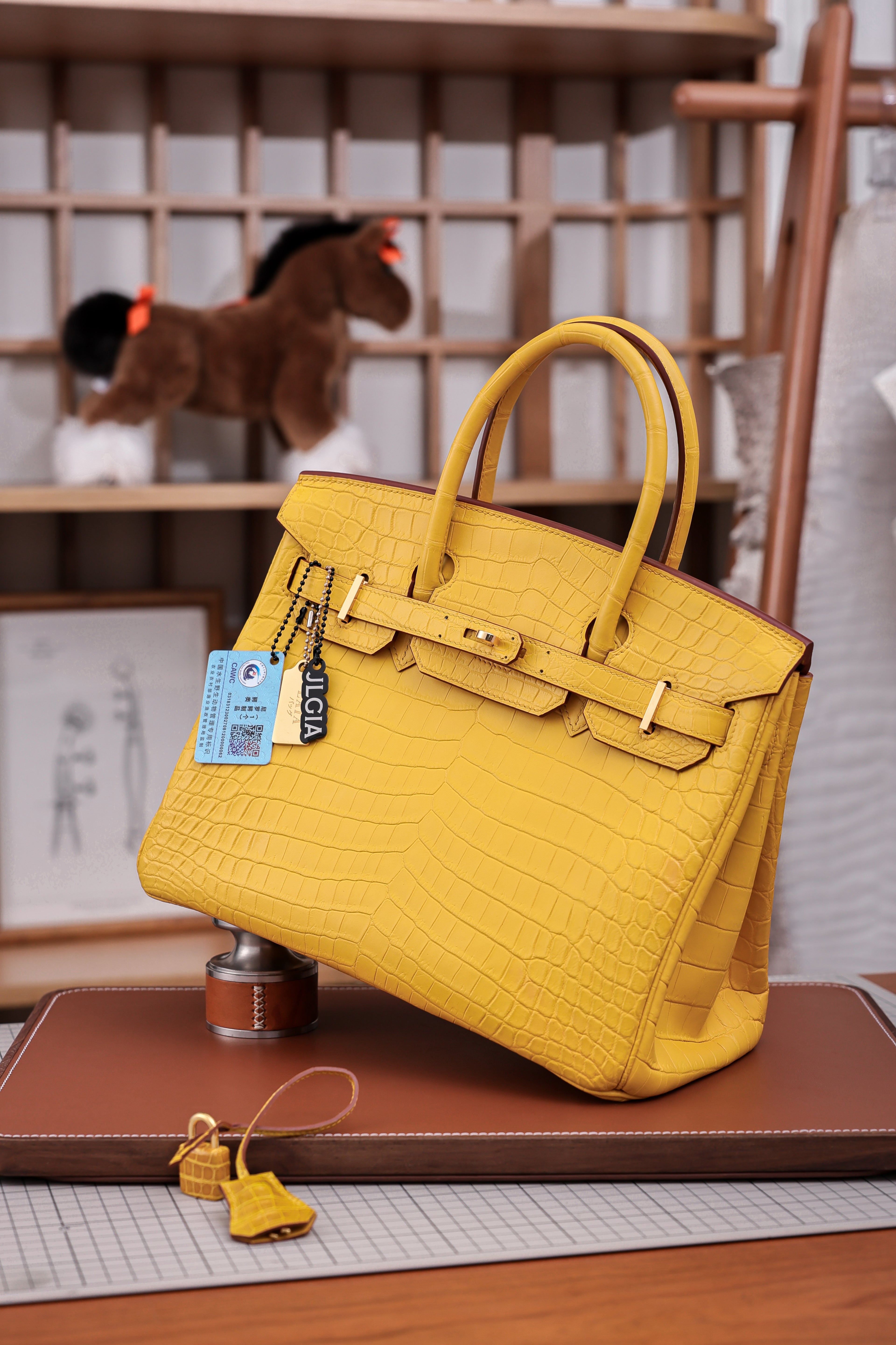 BK-2024 All Handmade Golden / Sliver Hardware Miel Matte Nile crocodile leather