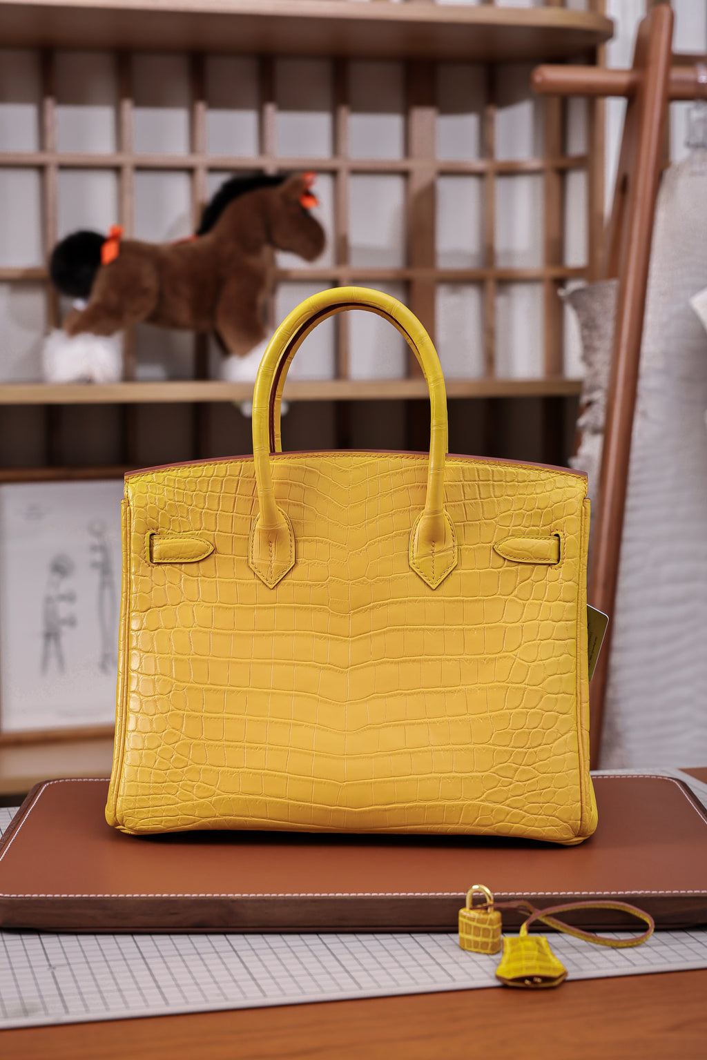 BK-2024 All Handmade Golden / Sliver Hardware Miel Matte Nile crocodile leather