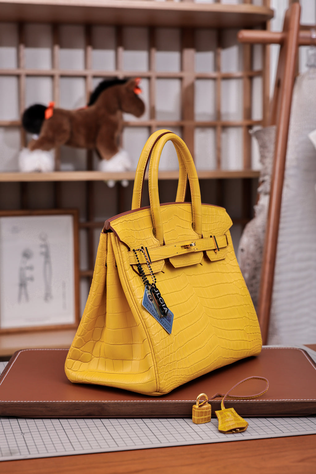 BK-2024 All Handmade Golden / Sliver Hardware Miel Matte Nile crocodile leather