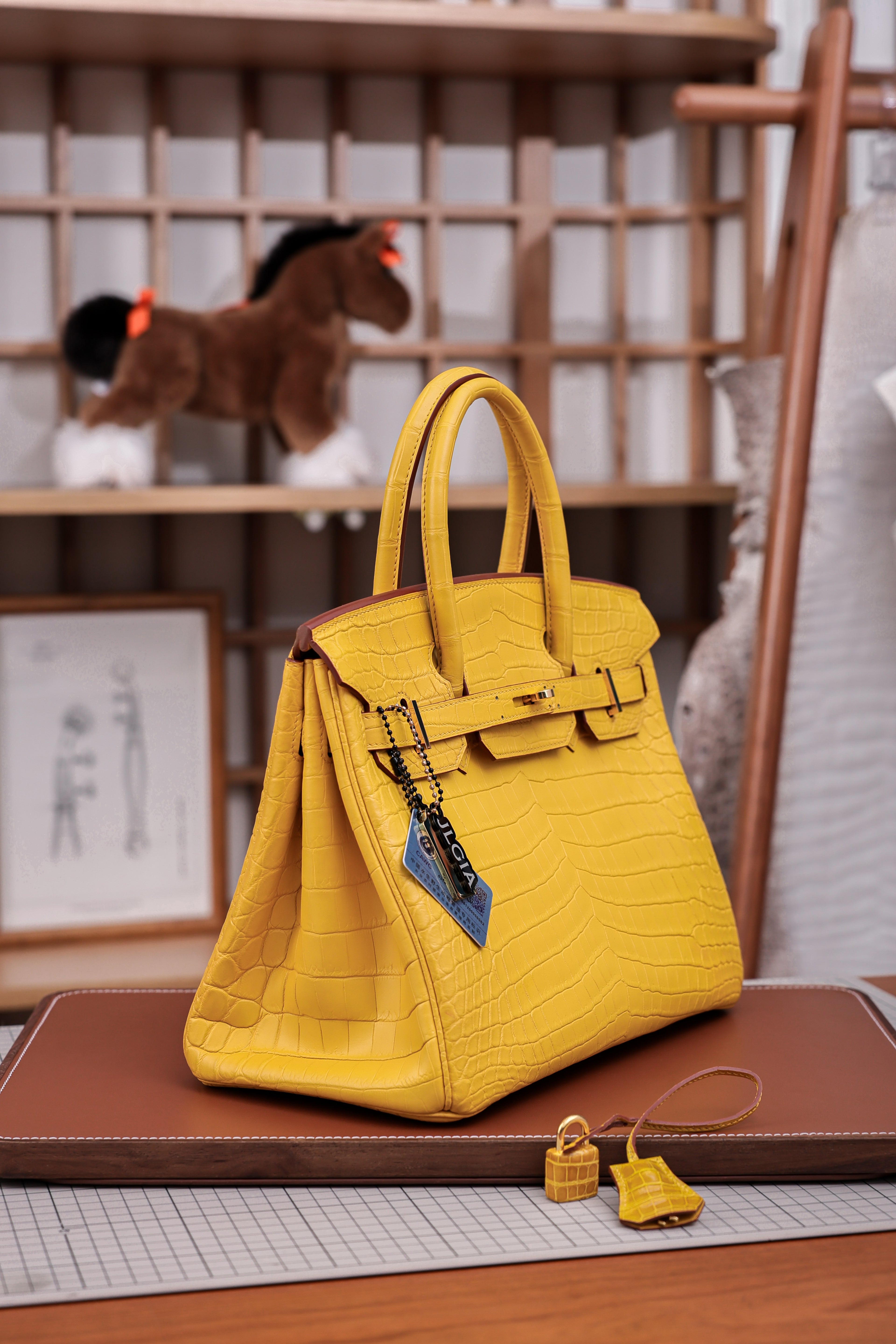 BK-2024 All Handmade Golden / Sliver Hardware Miel Matte Nile crocodile leather