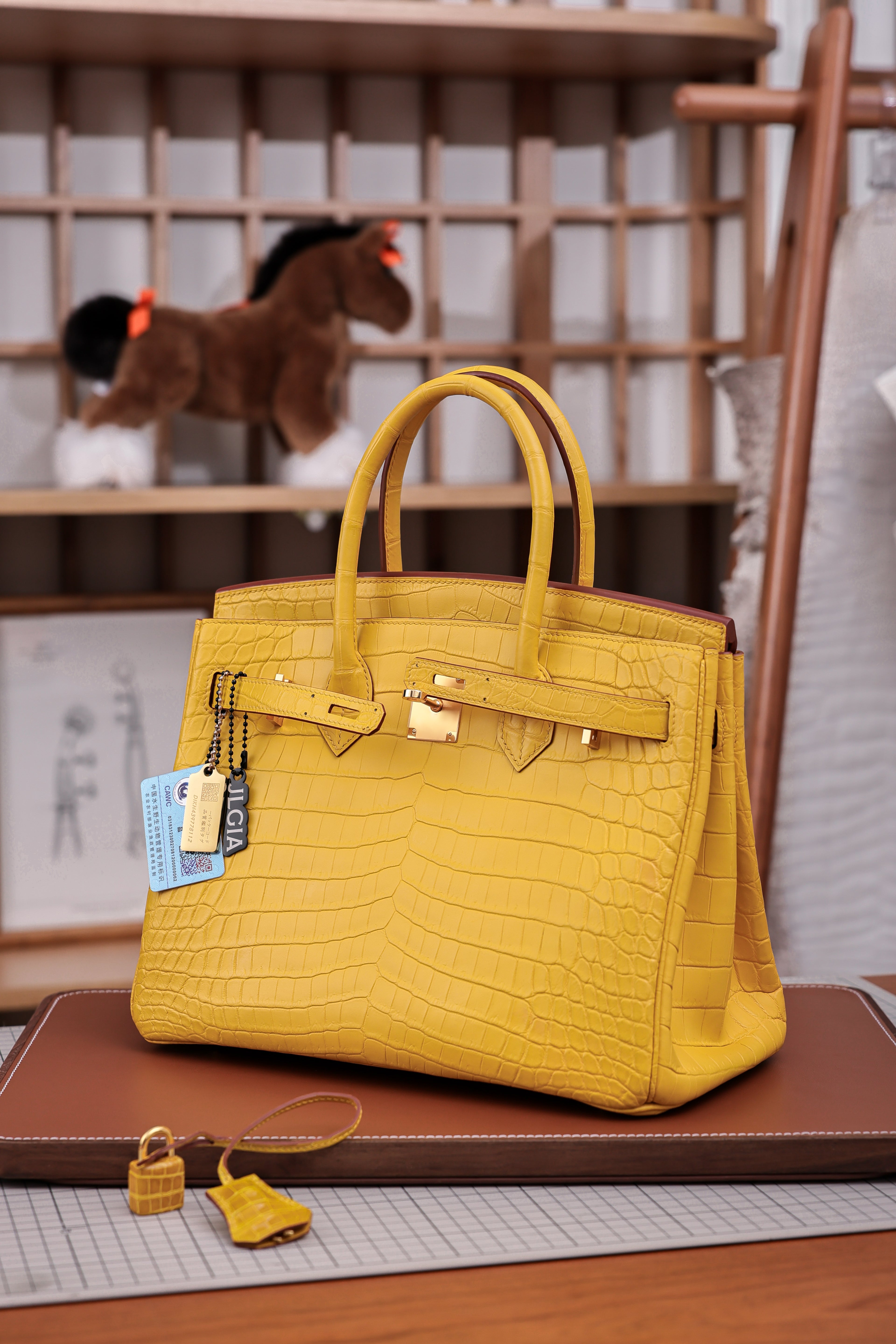 BK-2024 All Handmade Golden / Sliver Hardware Miel Matte Nile crocodile leather