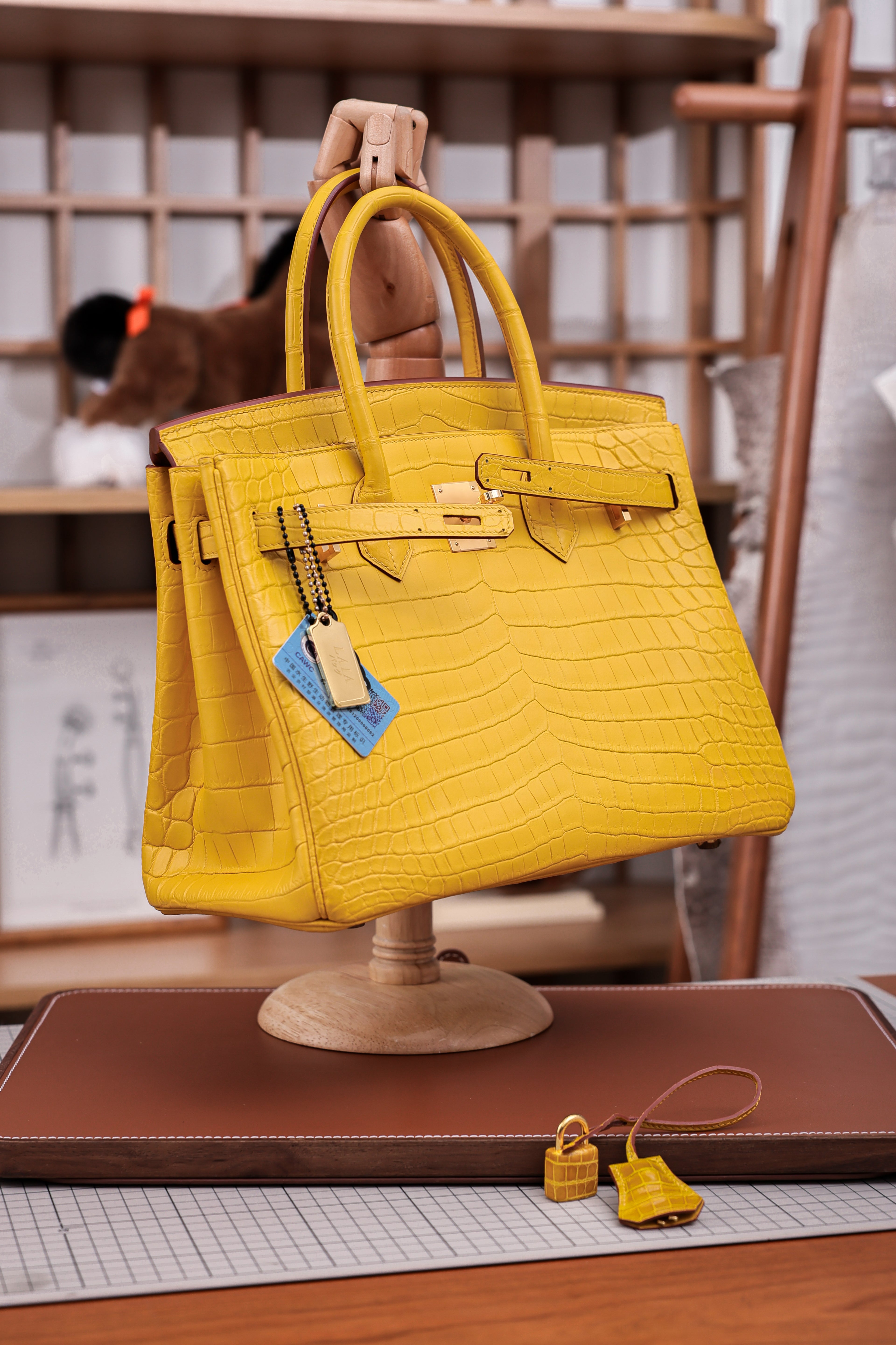 BK-2024 All Handmade Golden / Sliver Hardware Miel Matte Nile crocodile leather