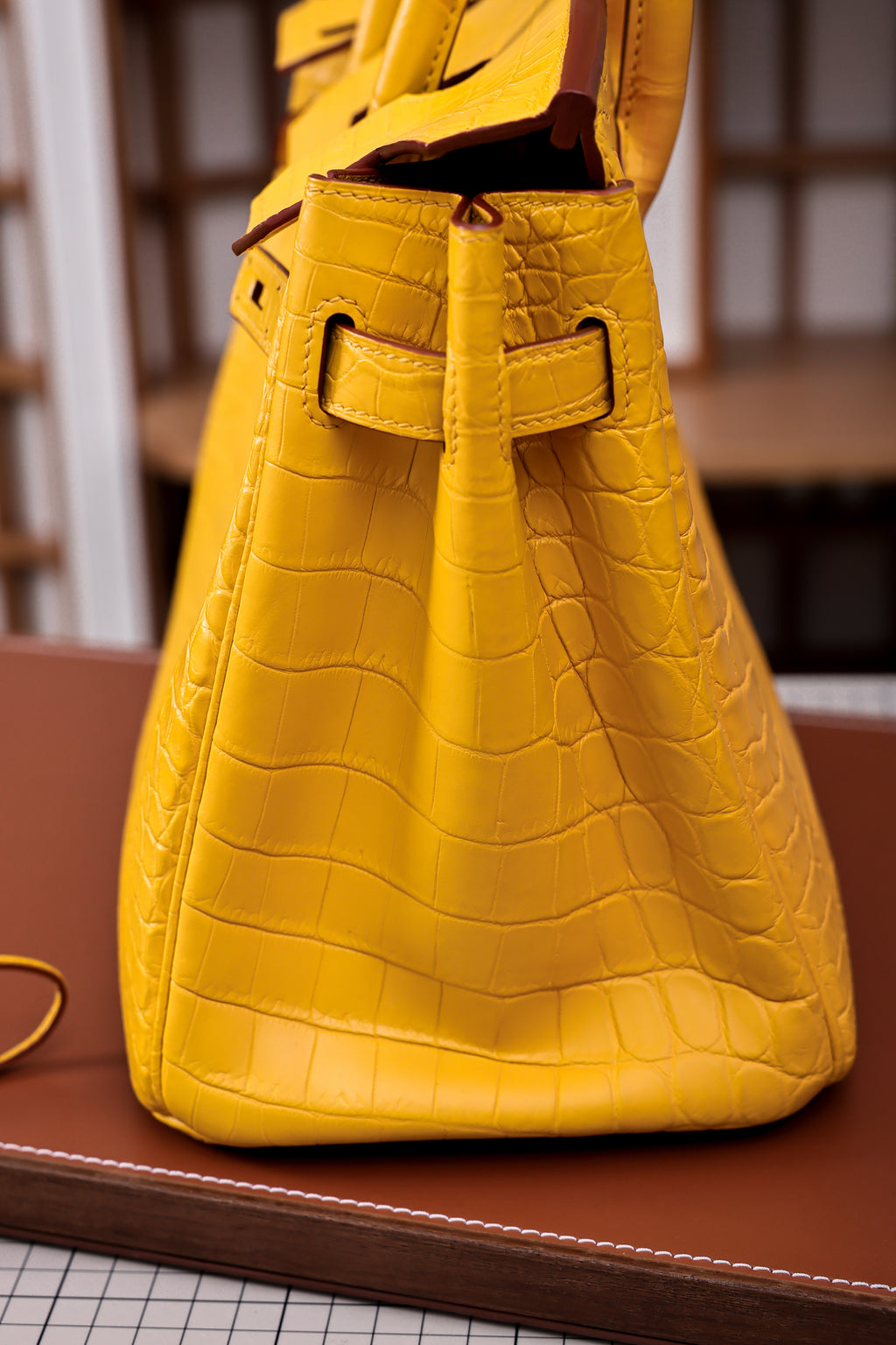 BK-2024 All Handmade Golden / Sliver Hardware Miel Matte Nile crocodile leather