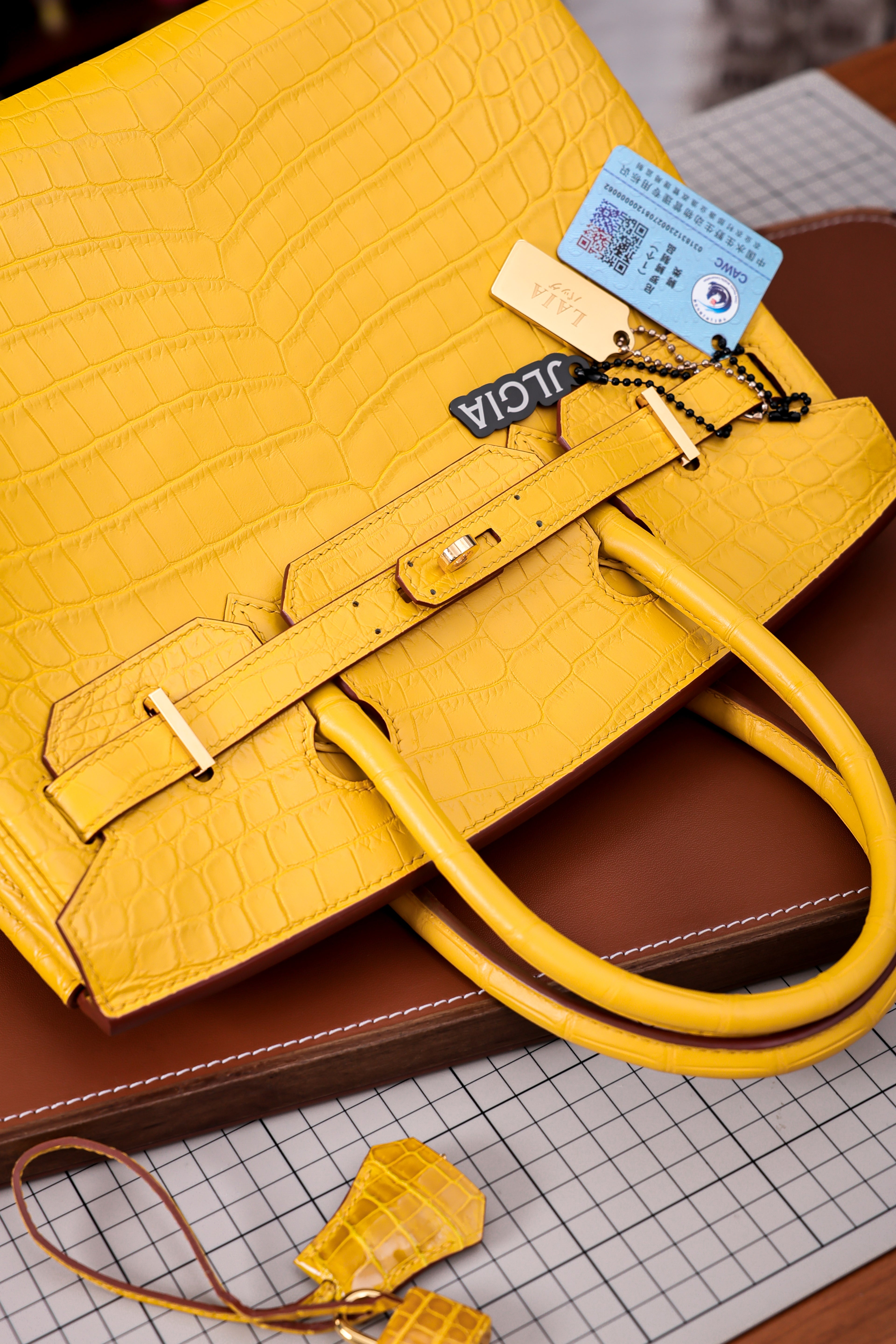 BK-2024 All Handmade Golden / Sliver Hardware Miel Matte Nile crocodile leather