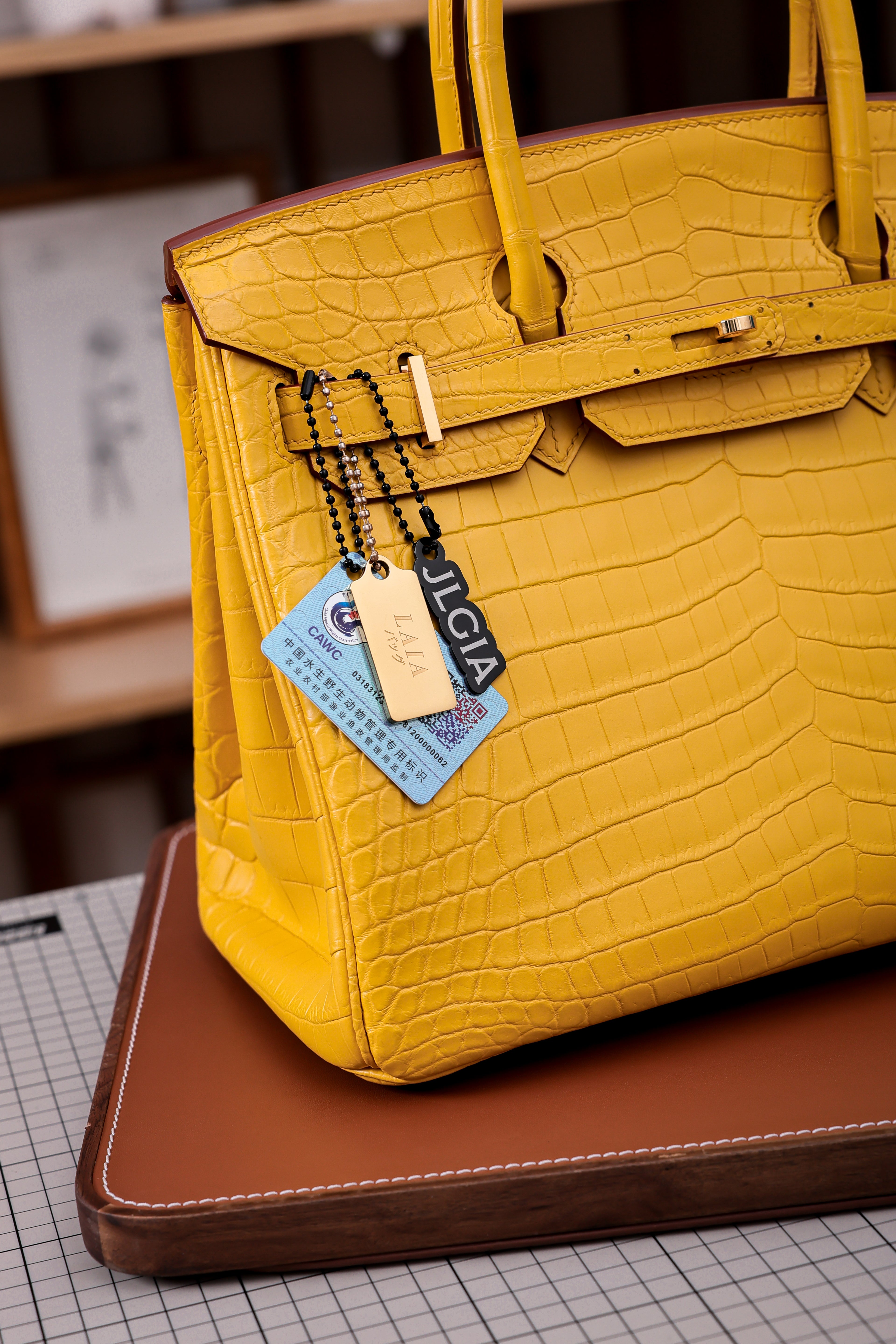 BK-2024 All Handmade Golden / Sliver Hardware Miel Matte Nile crocodile leather