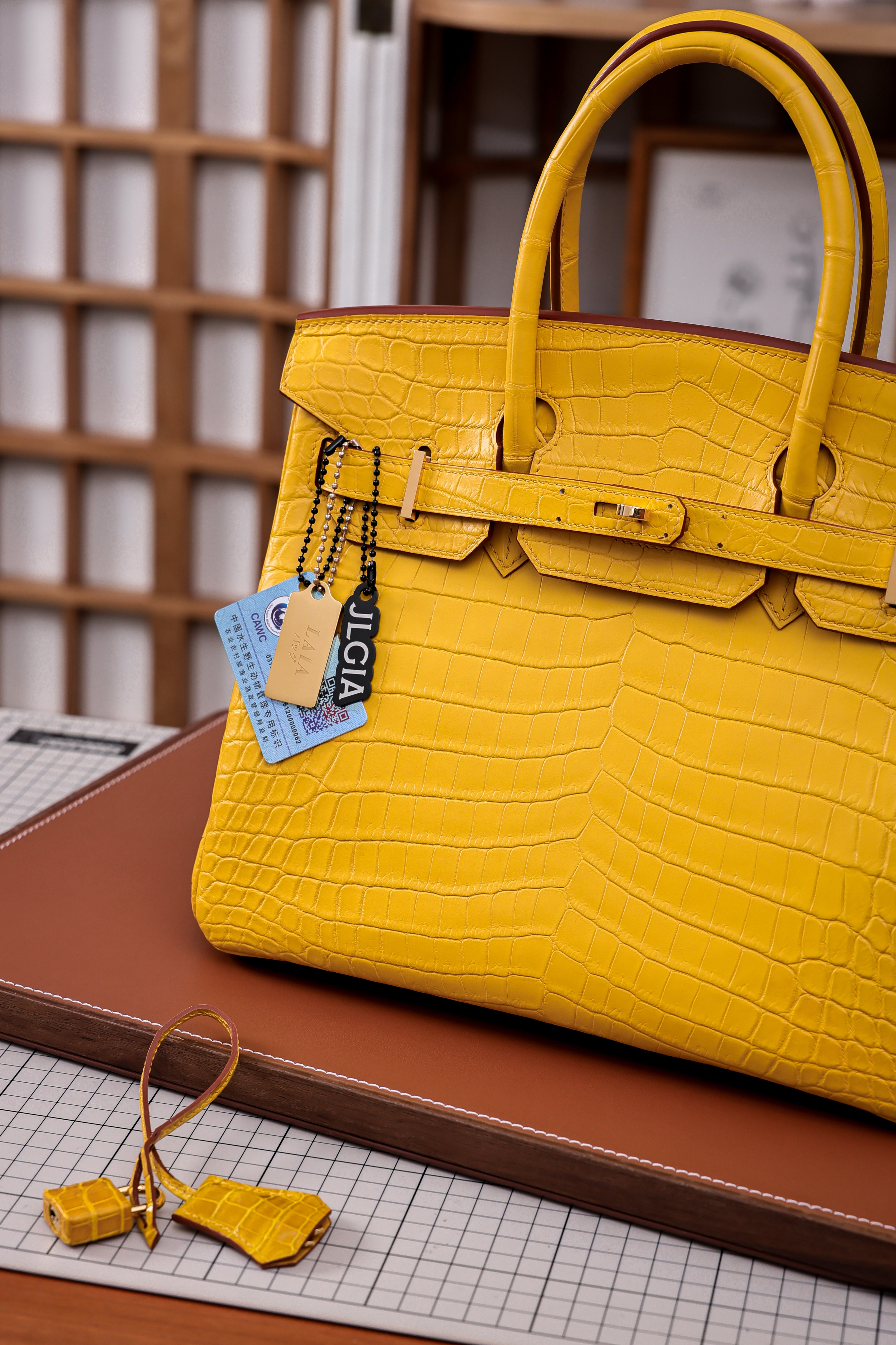 BK-2024 All Handmade Golden / Sliver Hardware Miel Matte Nile crocodile leather