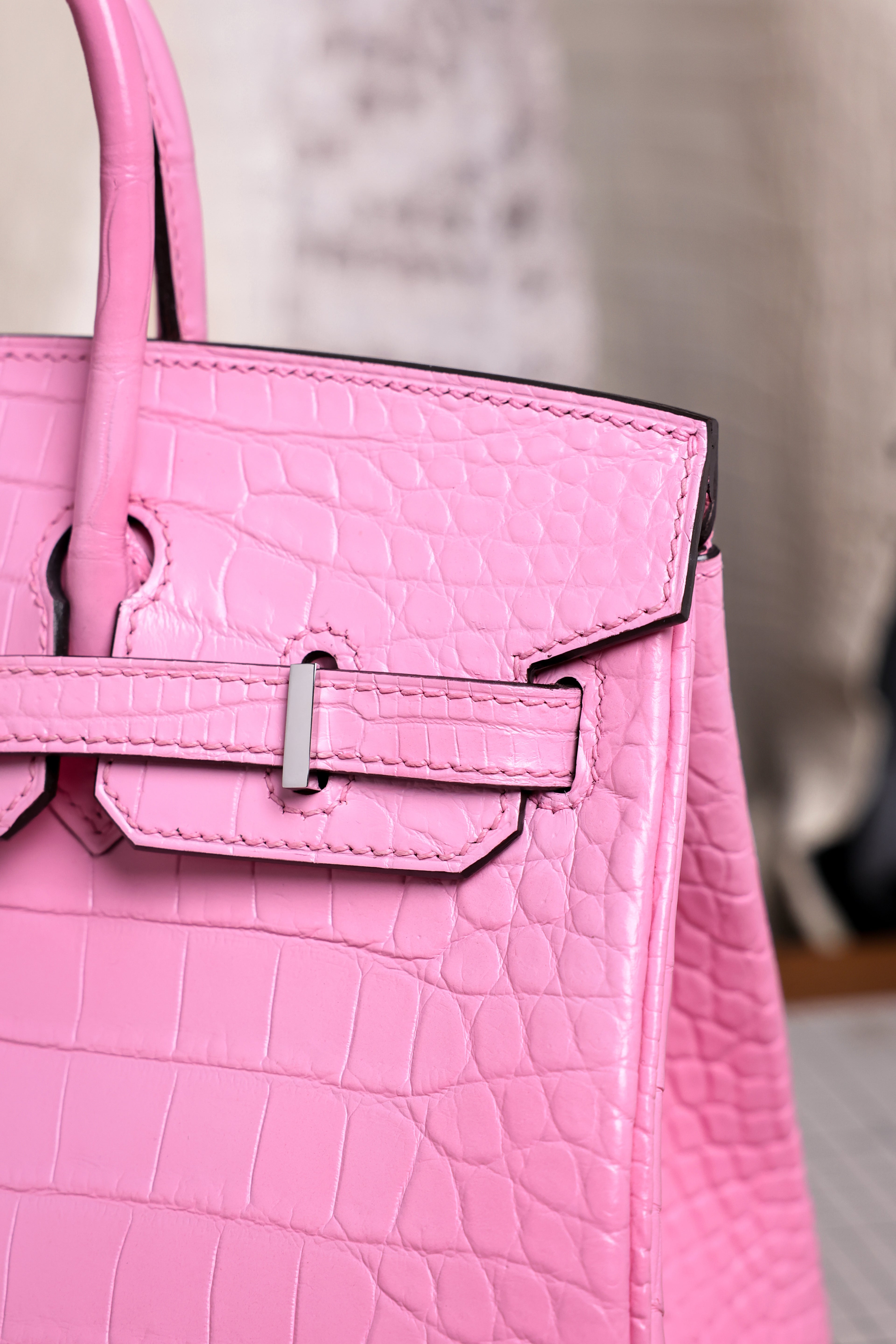 BK-2024 All Handmade Golden / Sliver Hardware Rose confetti Matte Nile crocodile leather