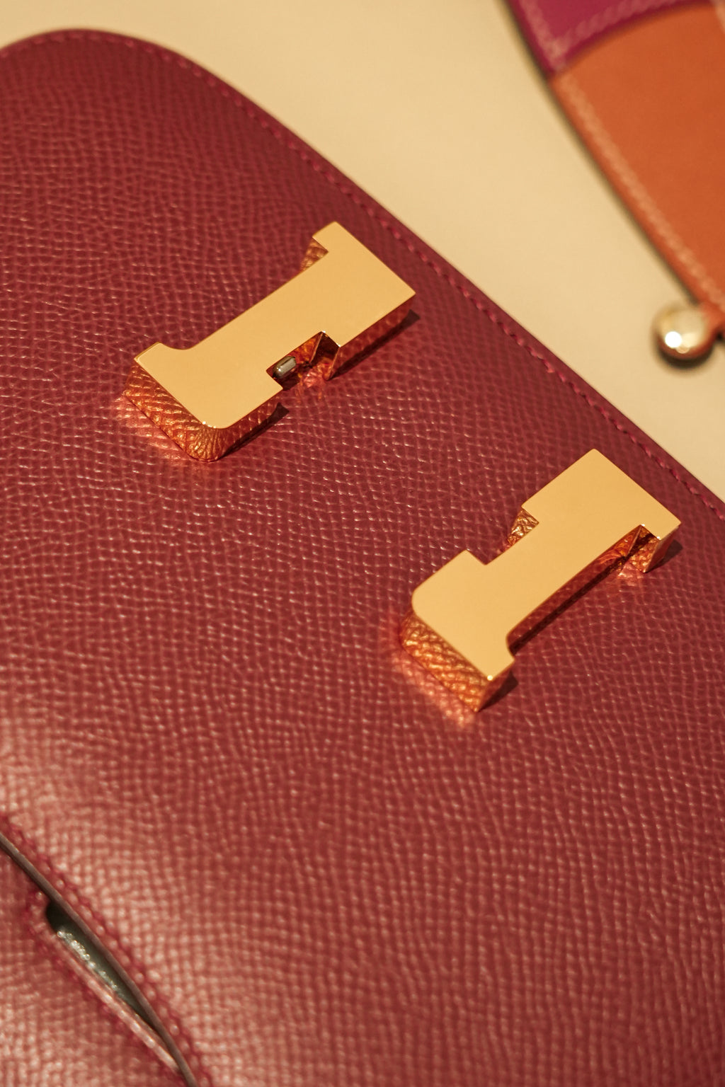 Constance- All Handmade Golden / Sliver Hardware Rouge Hermes Ep eather