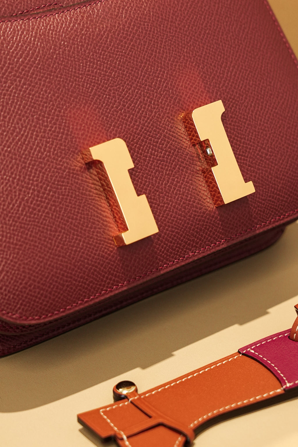 Constance- All Handmade Golden / Sliver Hardware Rouge Hermes Ep eather