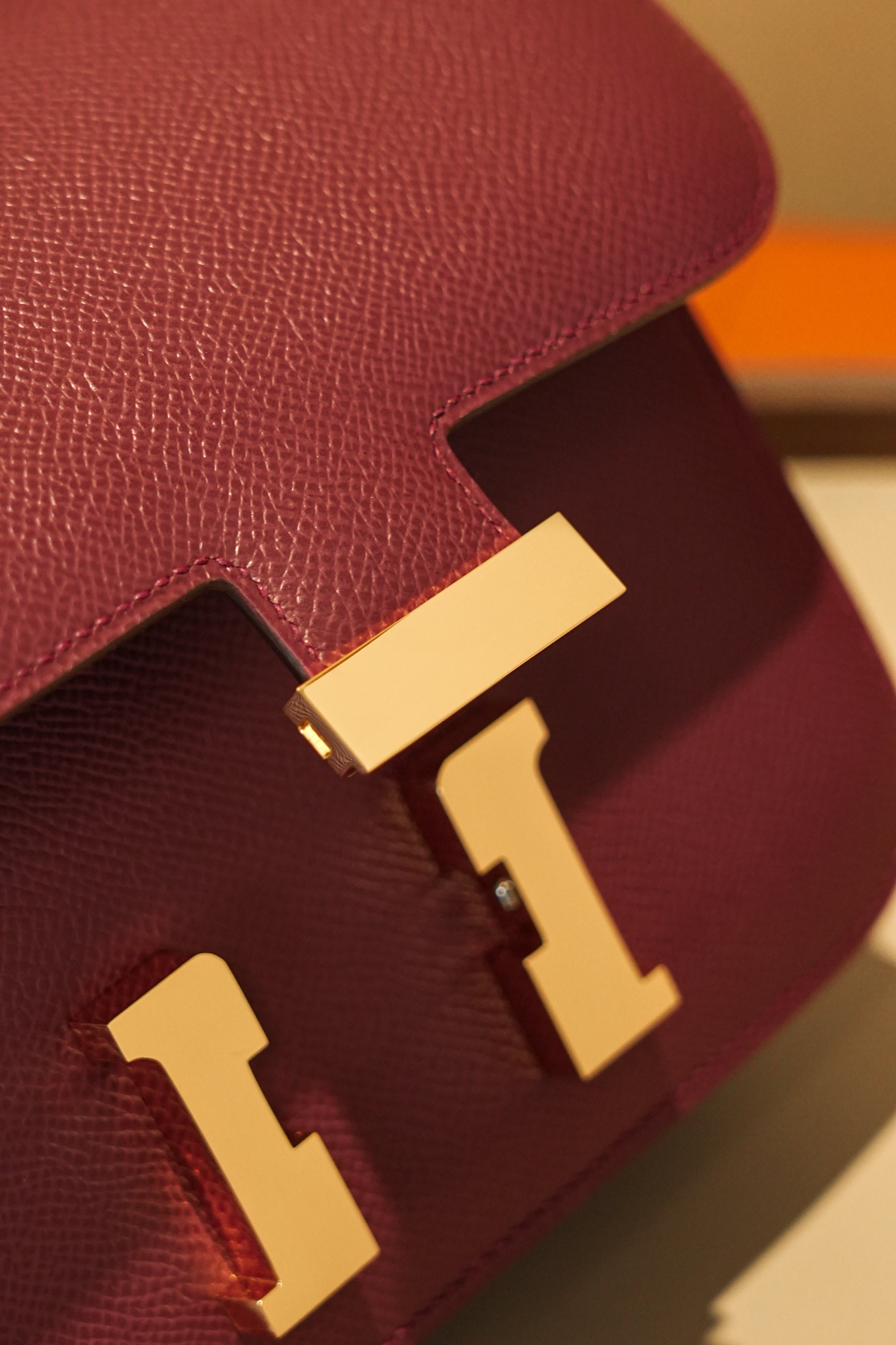 Constance- All Handmade Golden / Sliver Hardware Rouge Hermes Ep eather