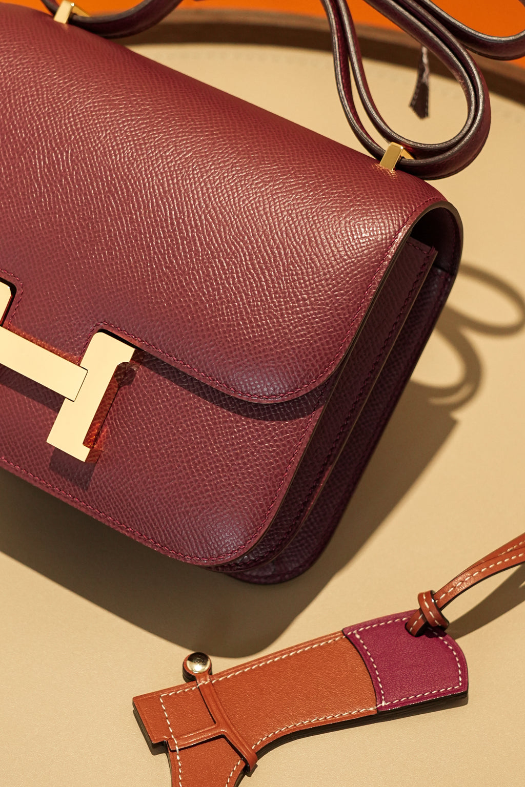 Constance- All Handmade Golden / Sliver Hardware Rouge Hermes Ep eather