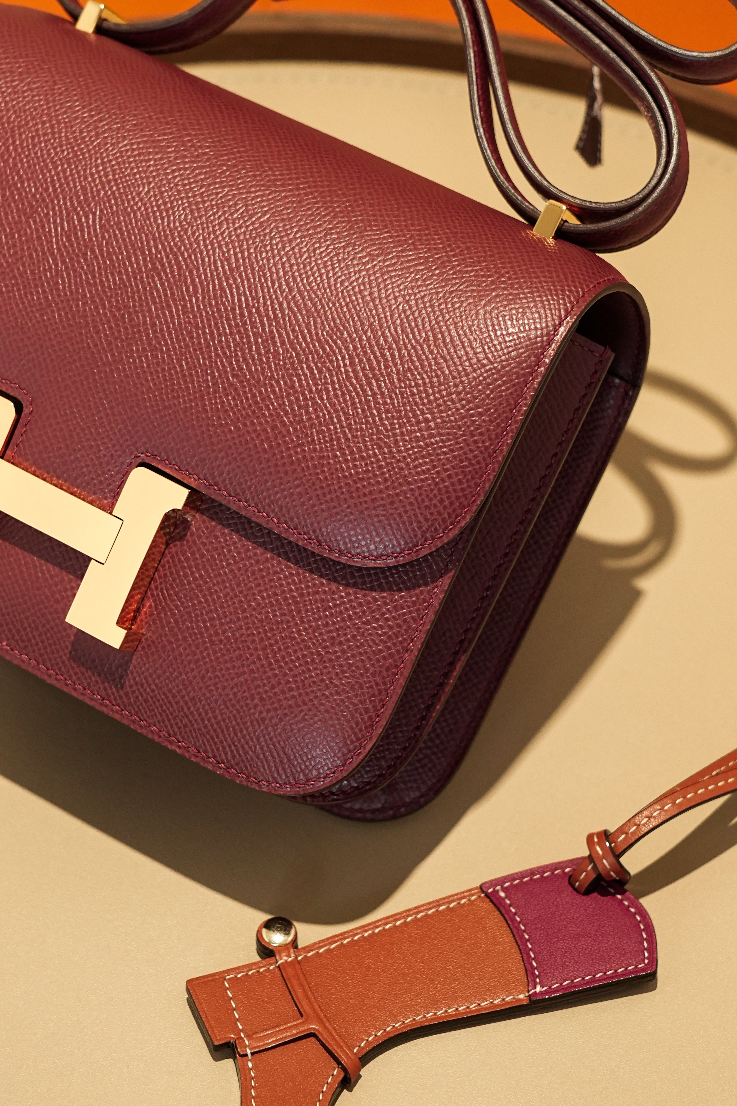 Constance- All Handmade Golden / Sliver Hardware Rouge Hermes Ep eather