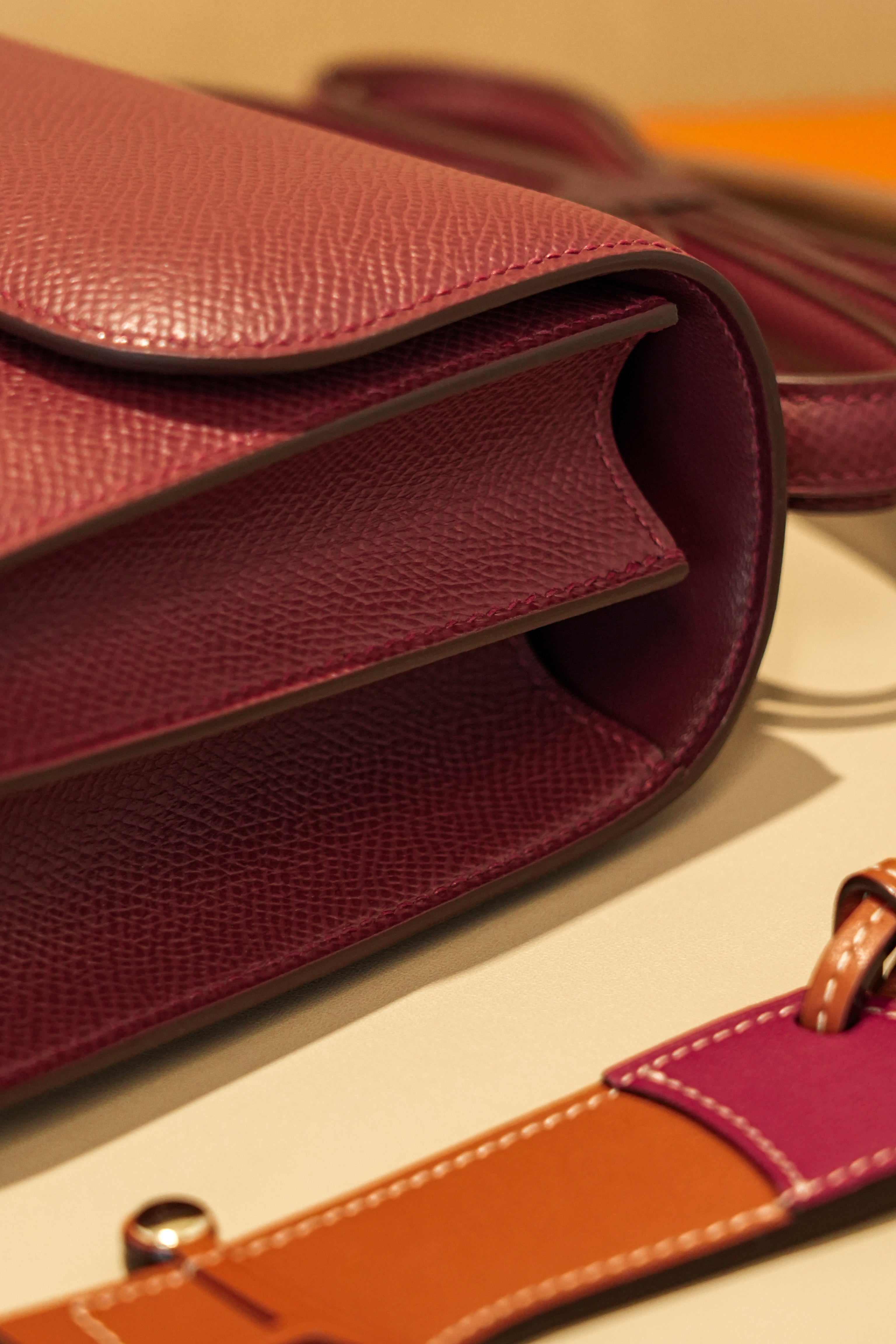 Constance- All Handmade Golden / Sliver Hardware Rouge Hermes Ep eather