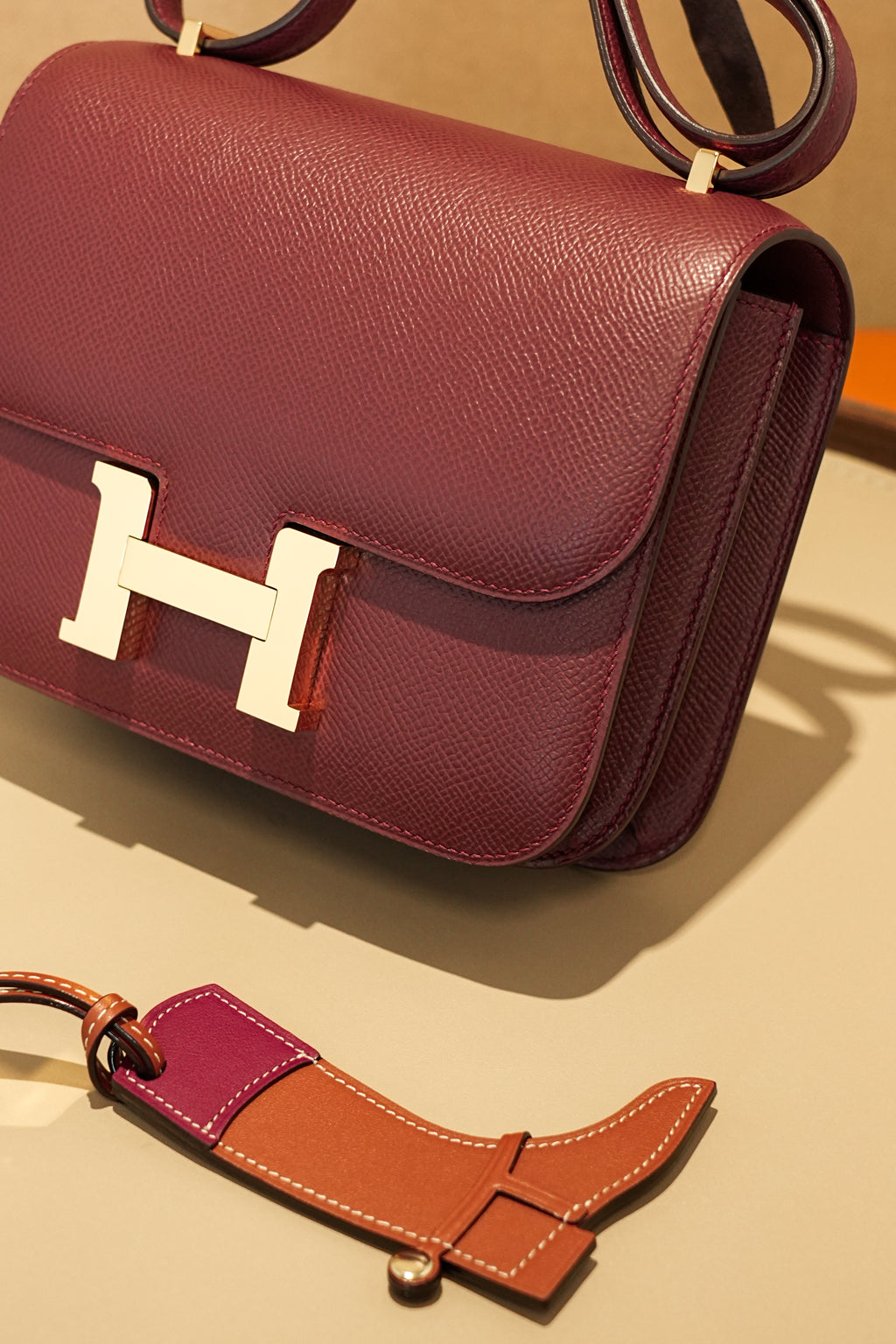 Constance- All Handmade Golden / Sliver Hardware Rouge Hermes Ep eather