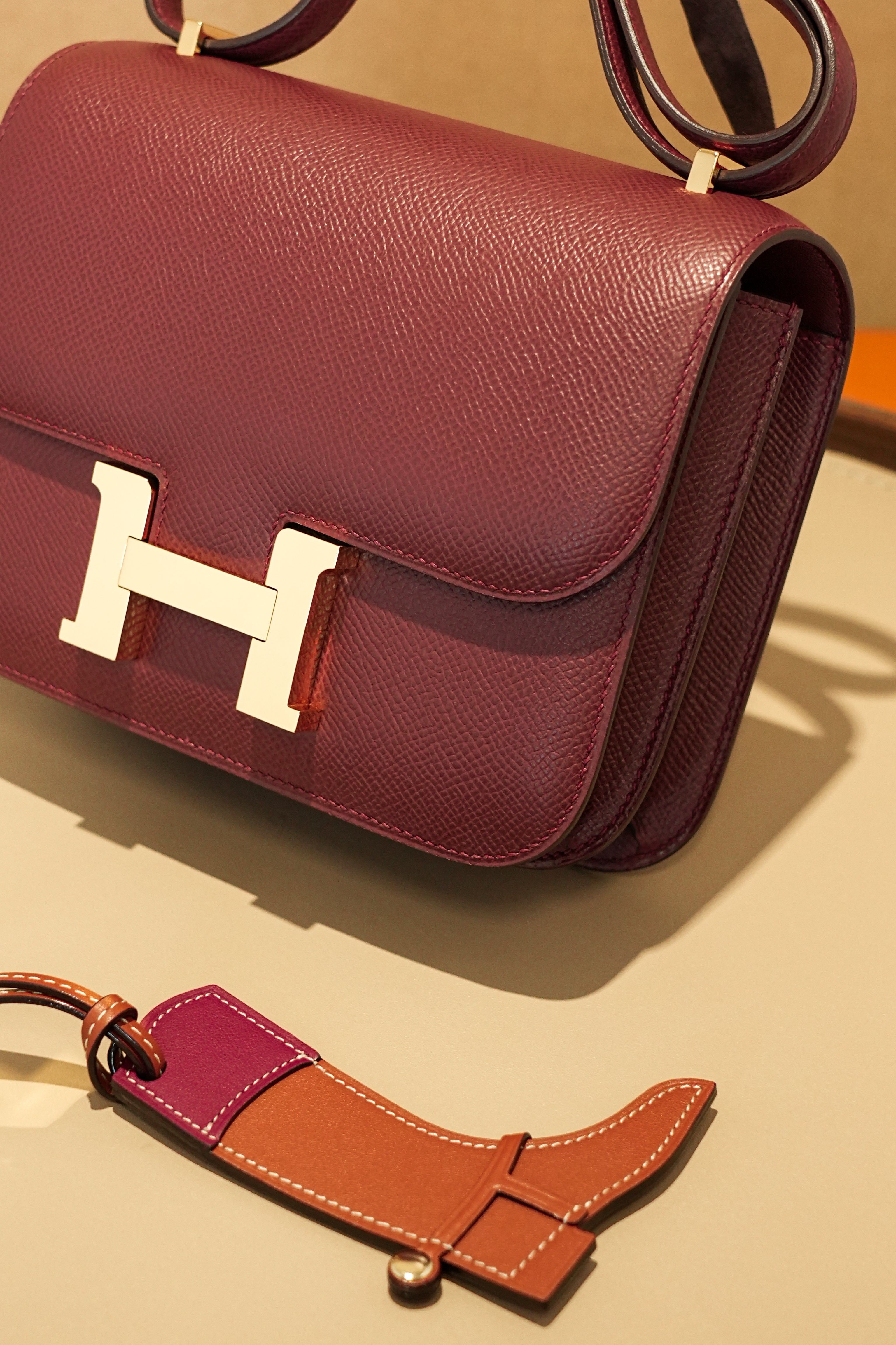 Constance- All Handmade Golden / Sliver Hardware Rouge Hermes Ep eather