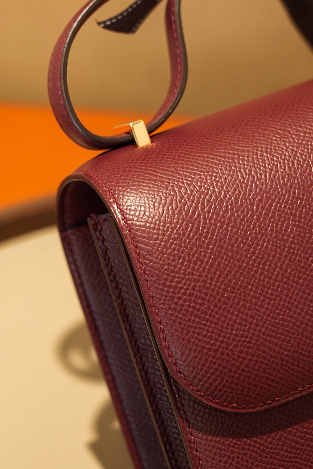 Constance- All Handmade Golden / Sliver Hardware Rouge Hermes Ep eather